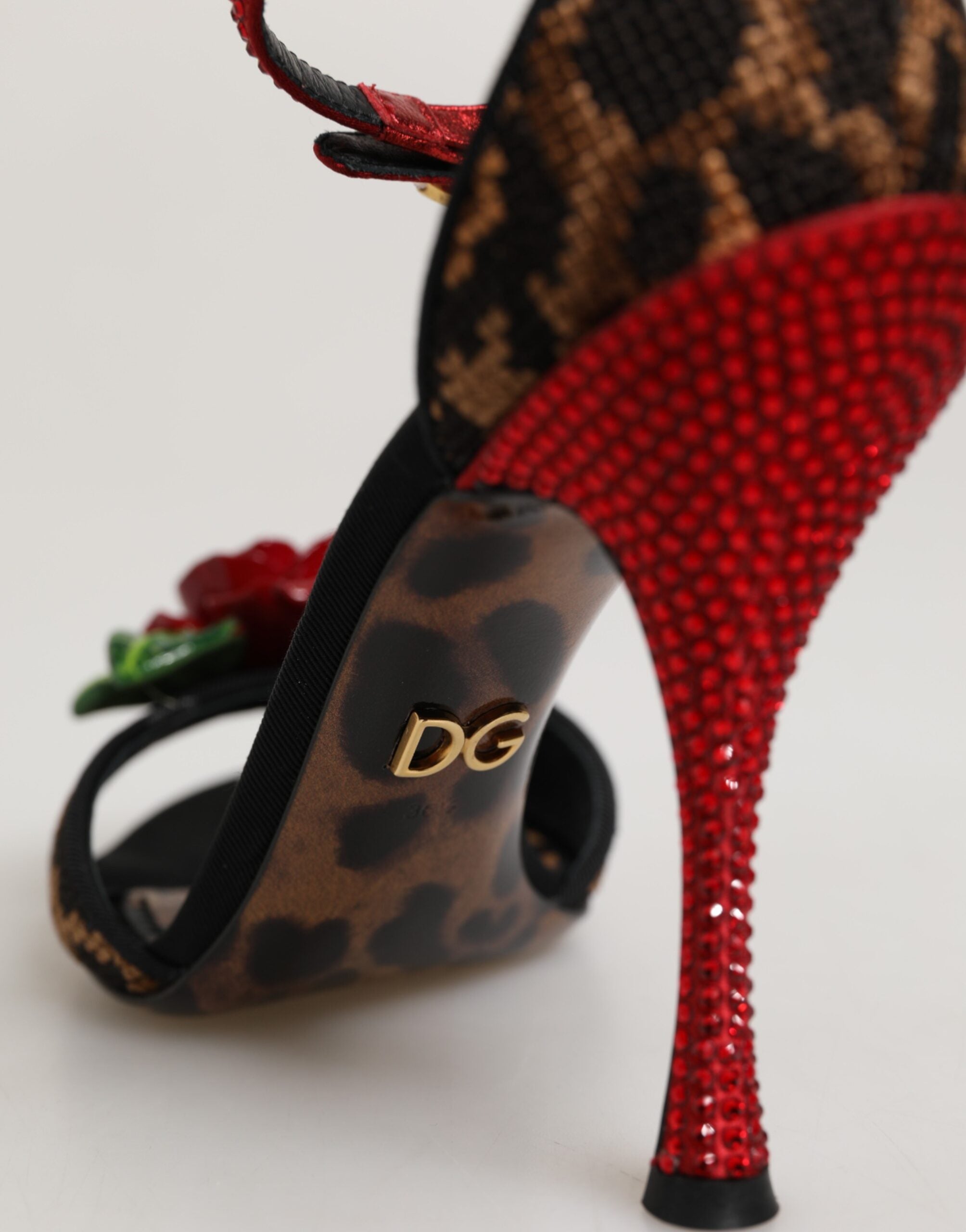 Dolce &amp; Gabbana Brune Leopard Krystal Roser Sandaler Sko