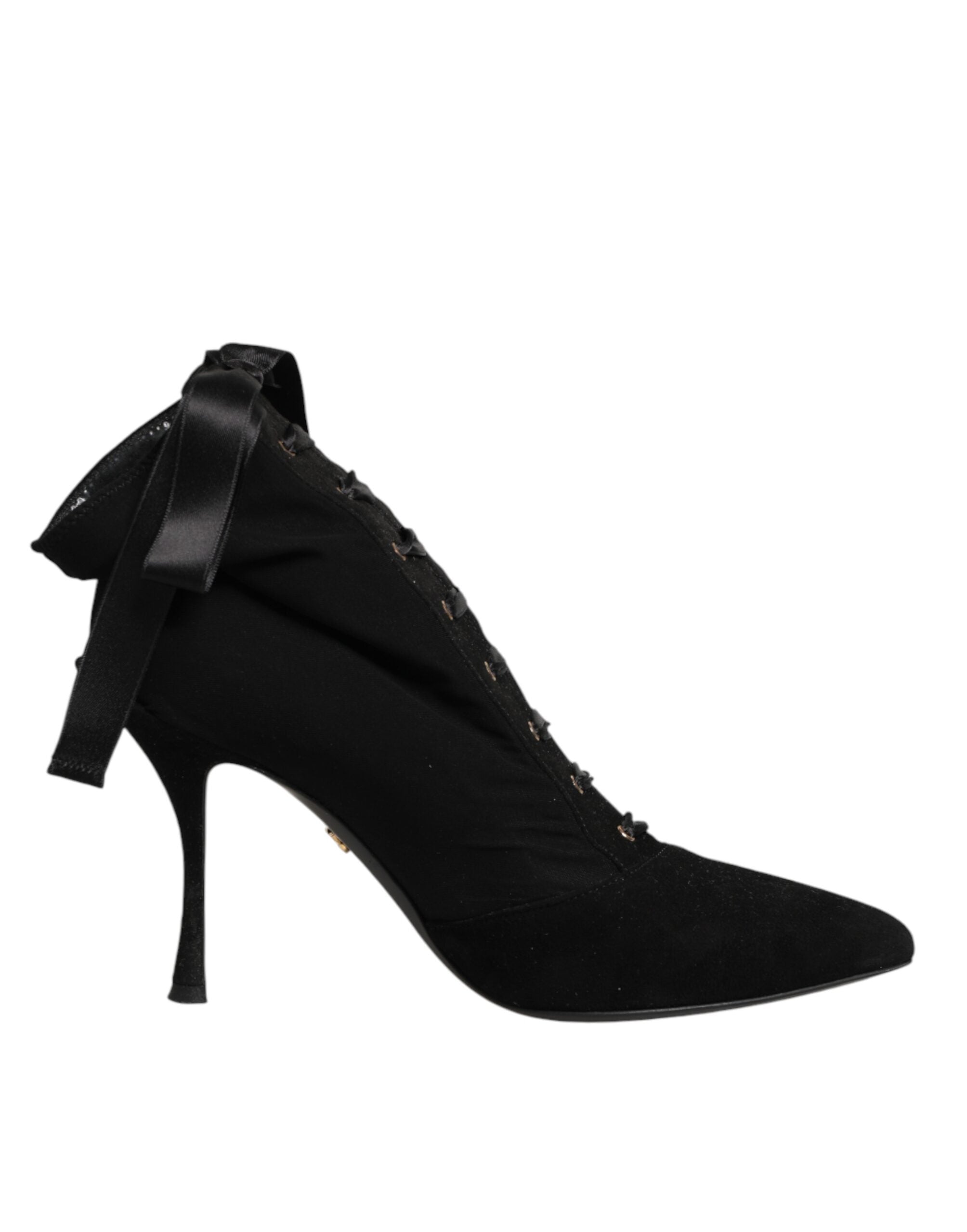 Dolce &amp; Gabbana Sorte Stilettohæle Snørestøvler Sko