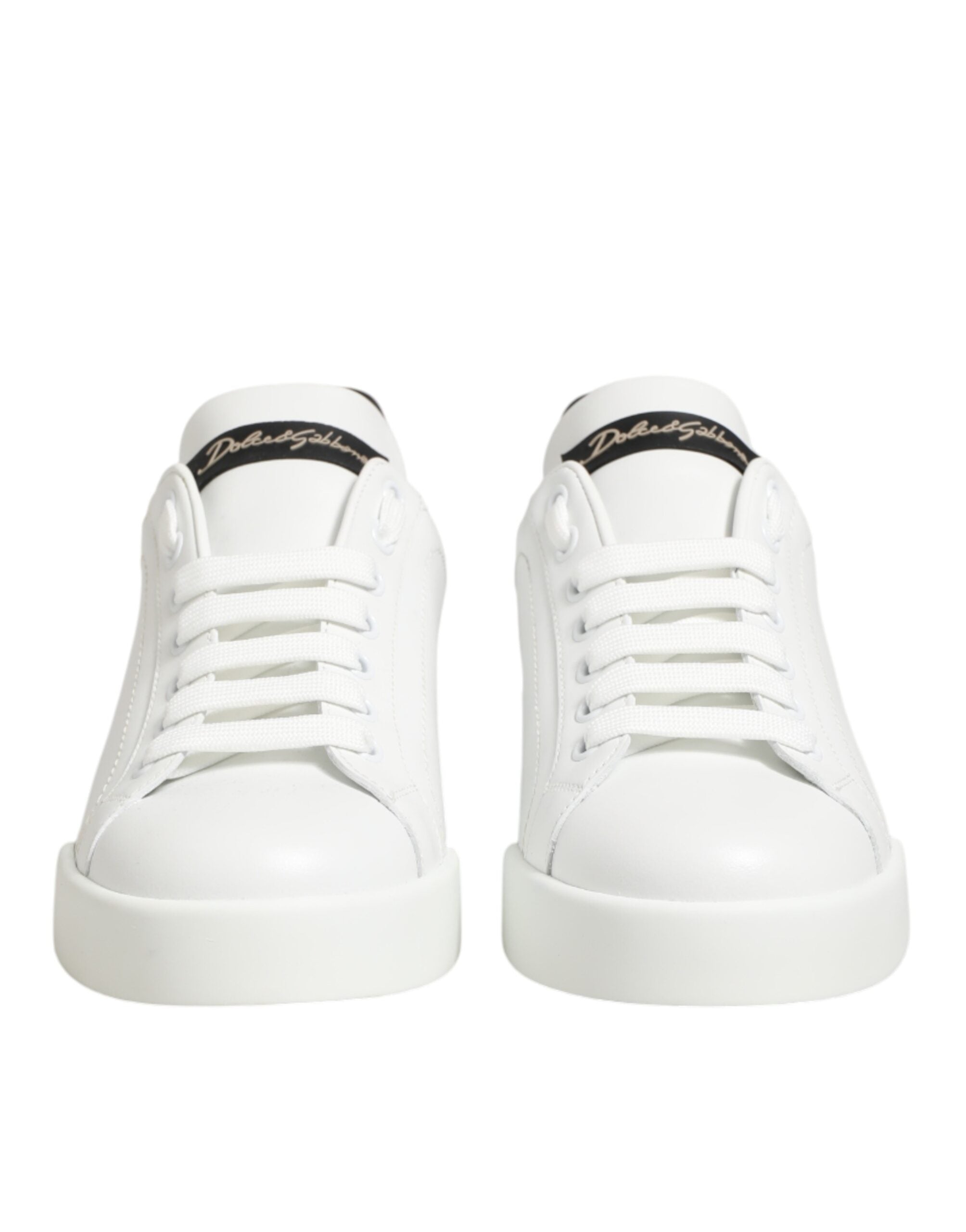 Dolce & Gabbana White Leather Lace Up Low Top Sneakers Shoes