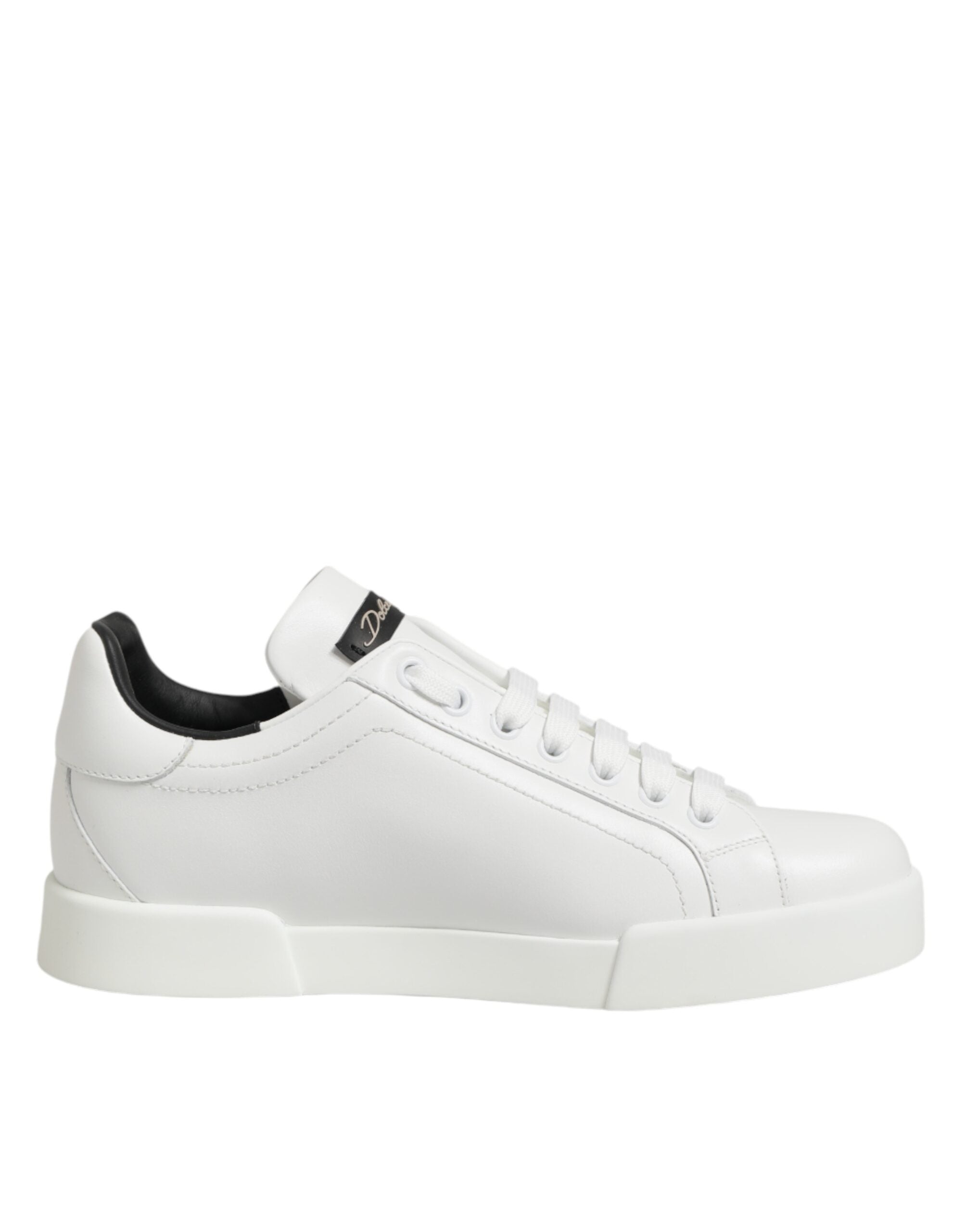 Dolce & Gabbana White Leather Lace Up Low Top Sneakers Shoes