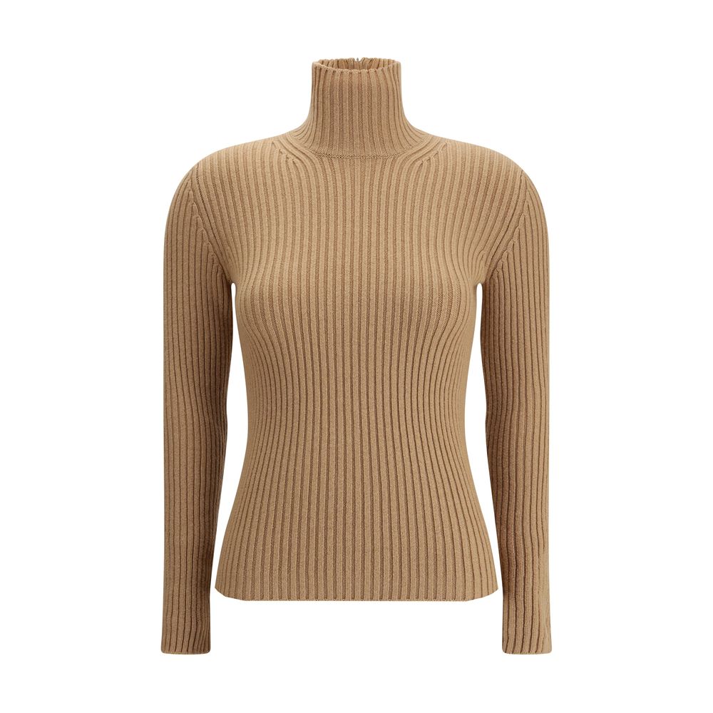 Max Mara Beige Uld Langærmet T-shirt