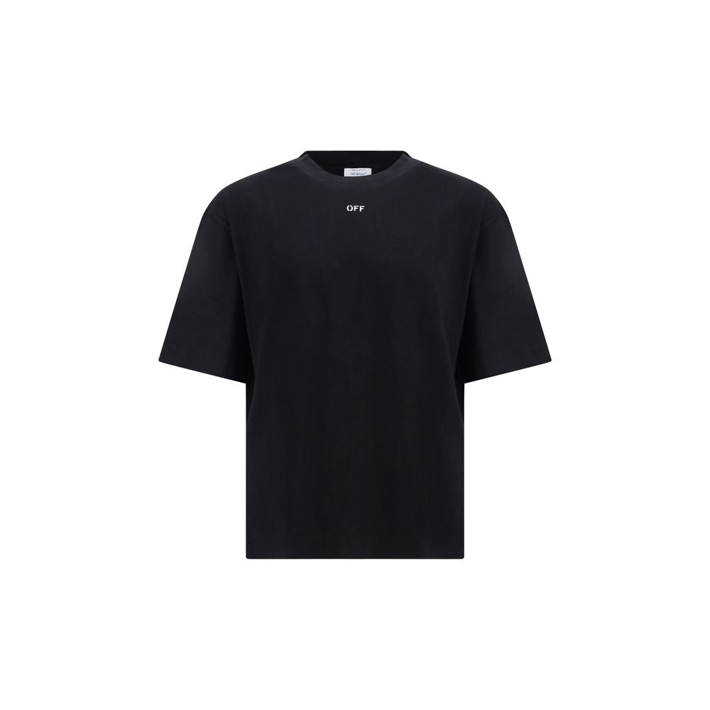 Off-white sort bomulds-T-shirt