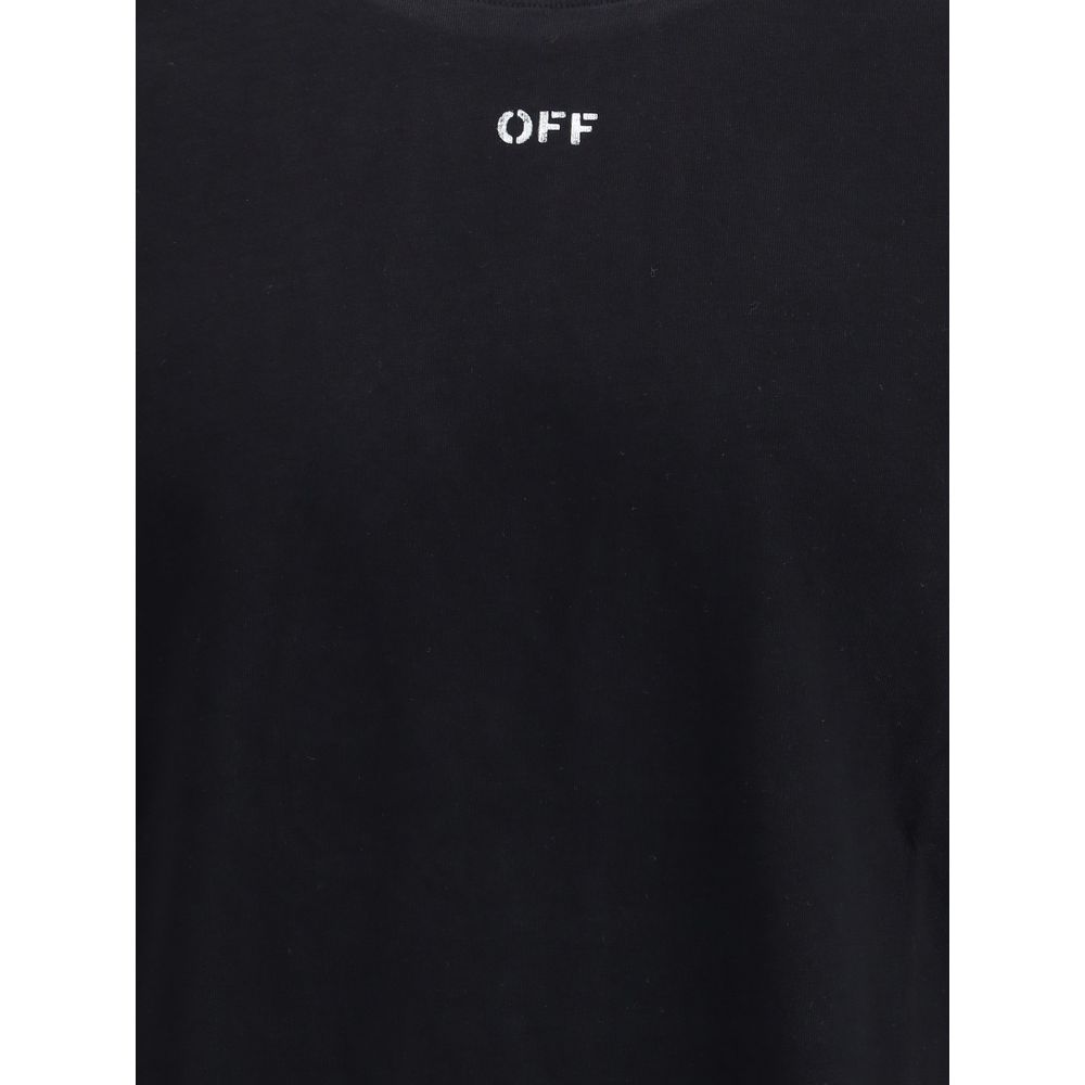 Off-white sort bomulds-T-shirt