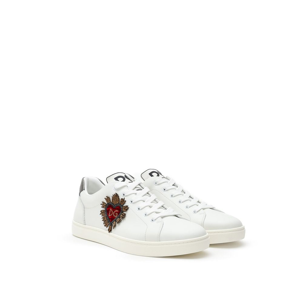 Dolce & Gabbana White Leather Low Top Sneakers