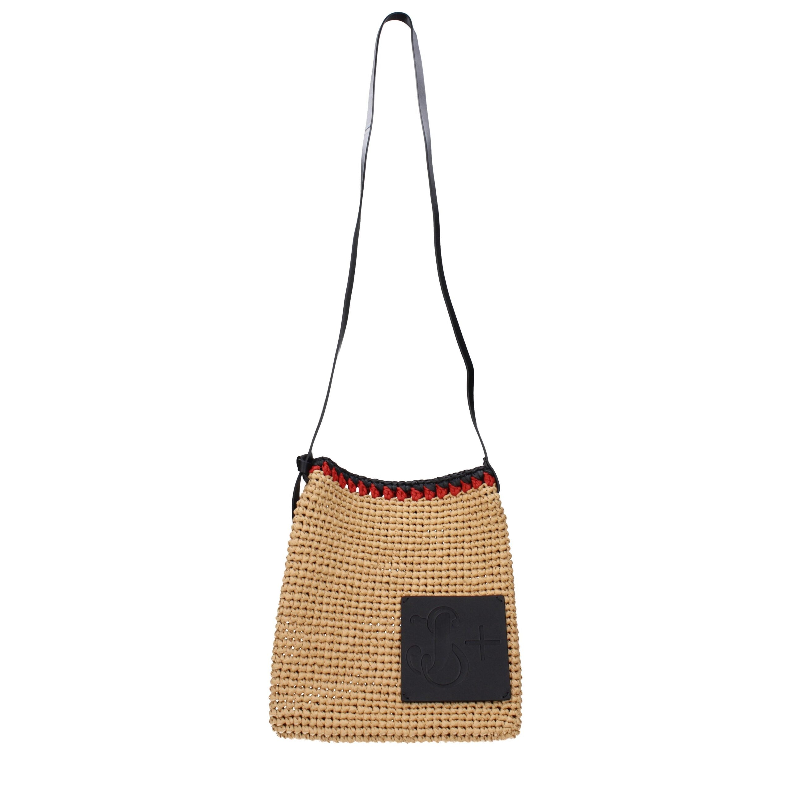 Jil Sander Beige Raffia Crossbody Taske