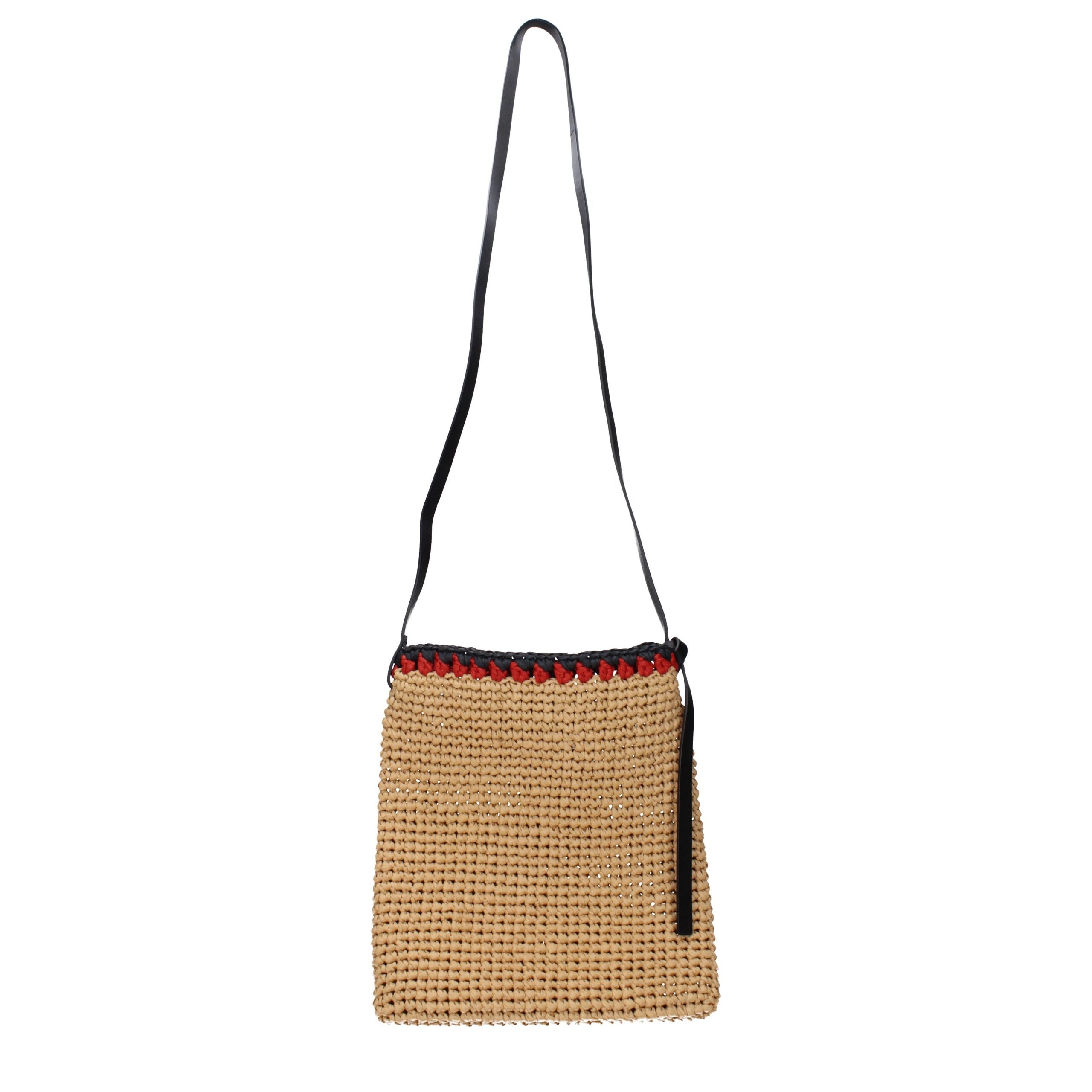 Jil Sander Beige Raffia Crossbody Taske