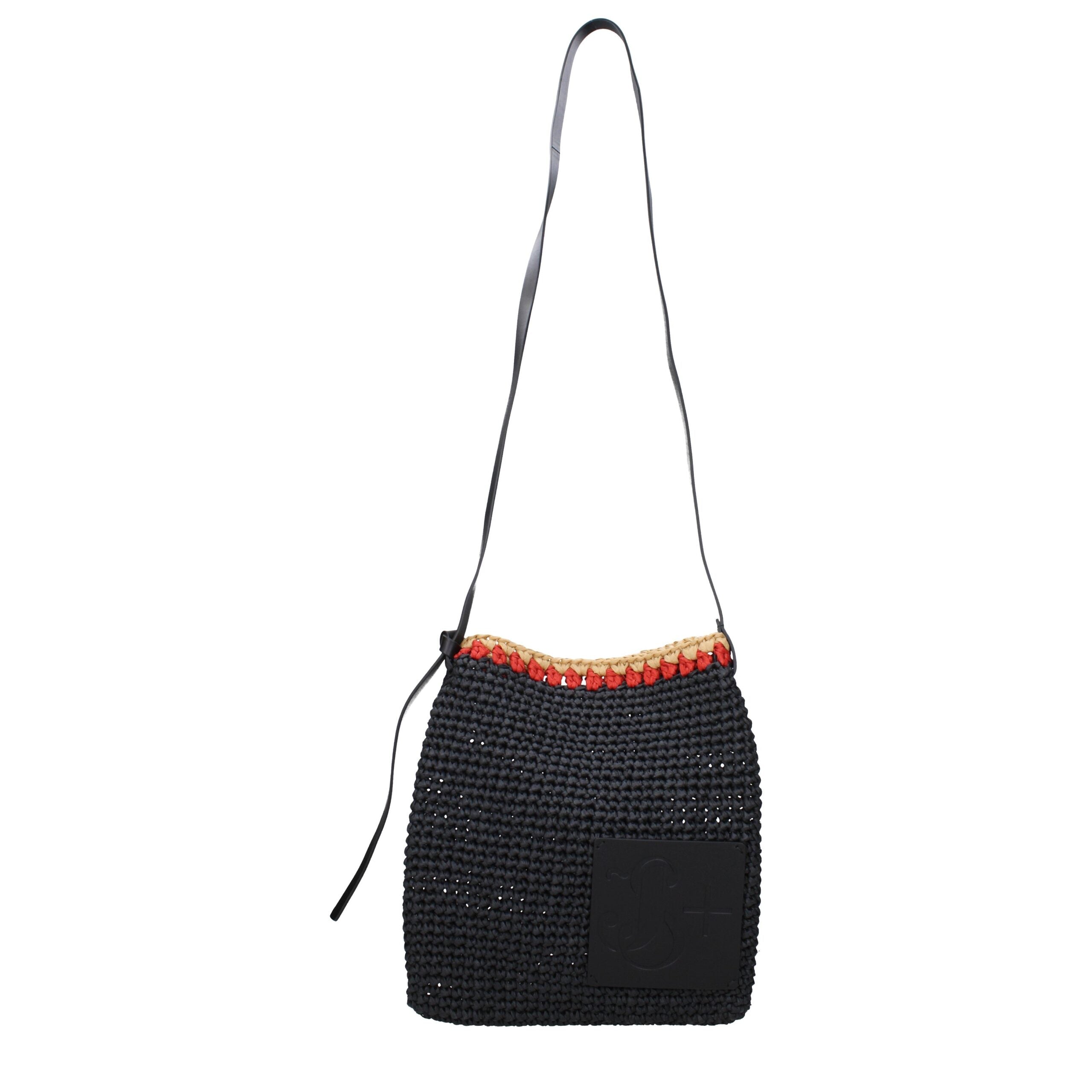 Jil Sander sort raffia crossbody-taske