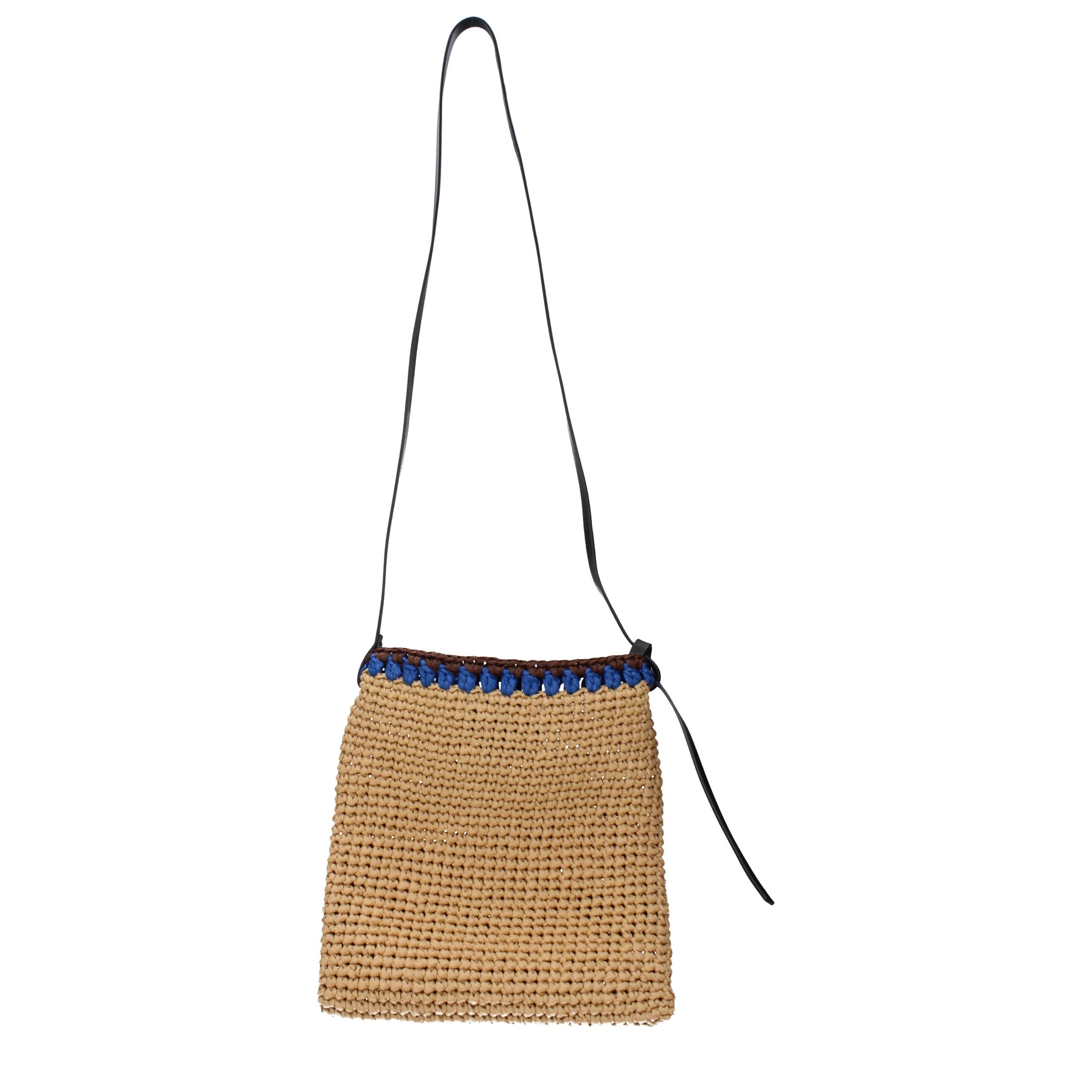 Jil Sander Beige Raffia Crossbody Taske