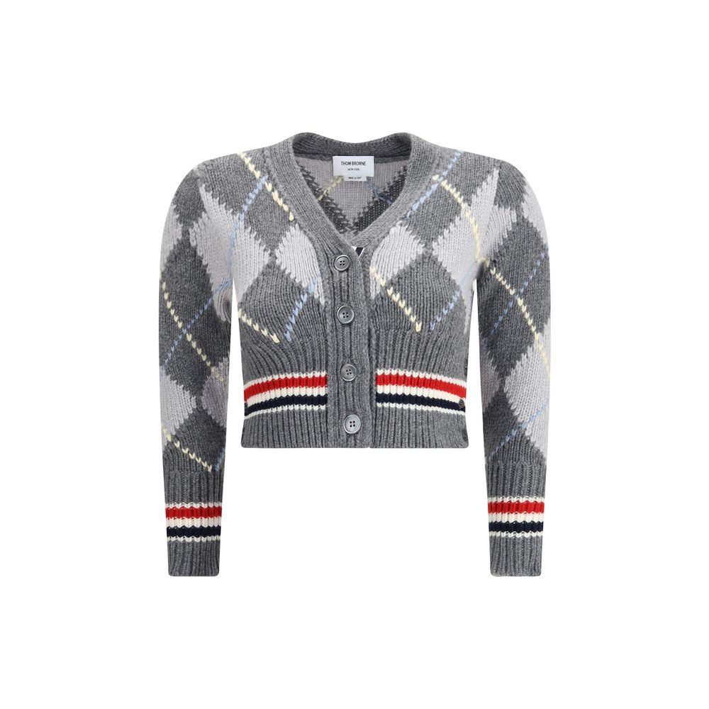Thom Browne Grå Fleece Uldcardigan