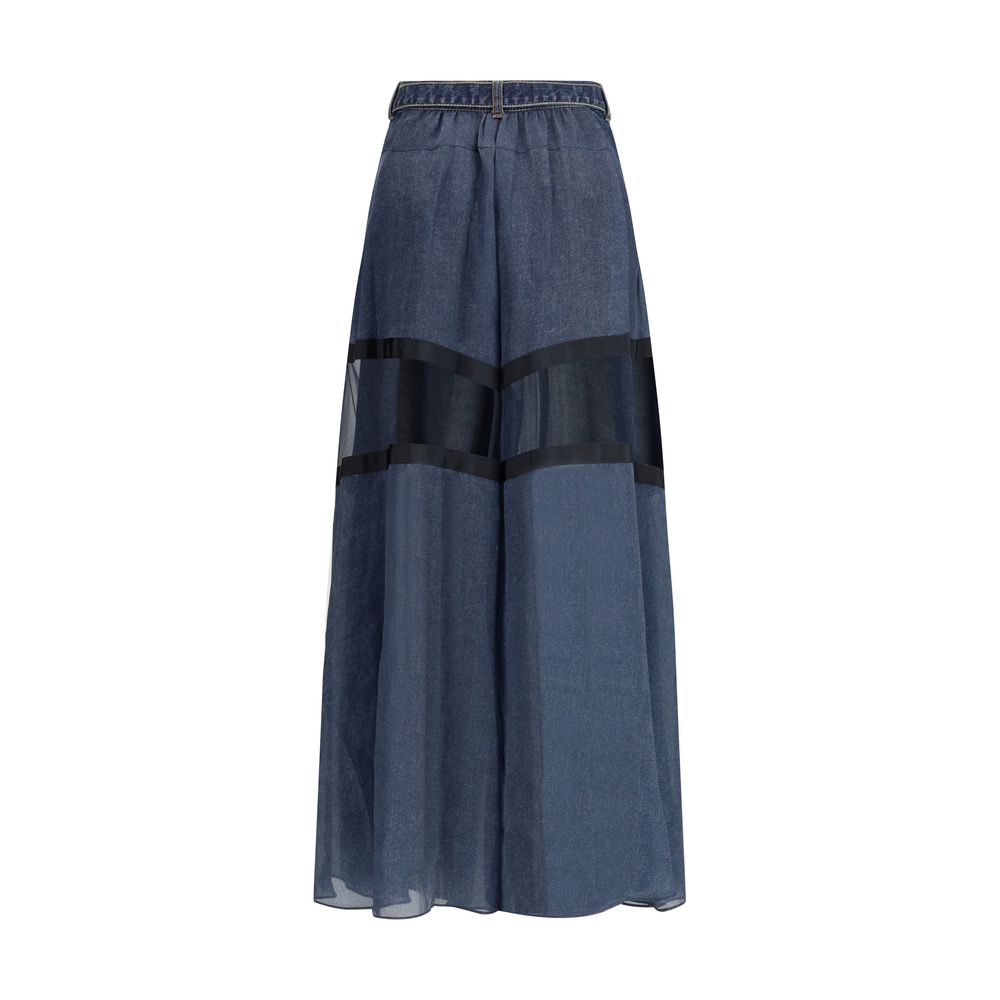 Sacai Blå Bomulds Cropped Jeans