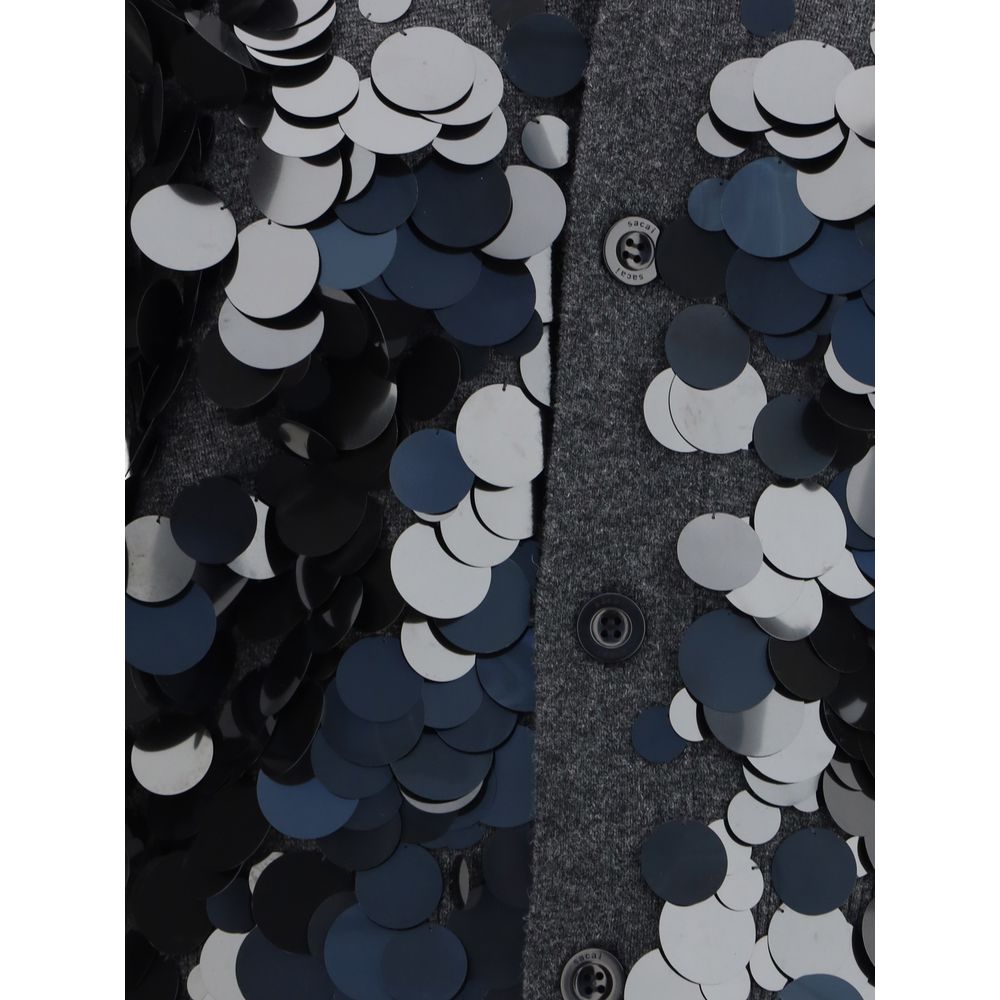 Sacai Grå Uldcardigan