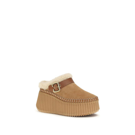 Chloé Brown Calf Leather Bos Taurus Mules