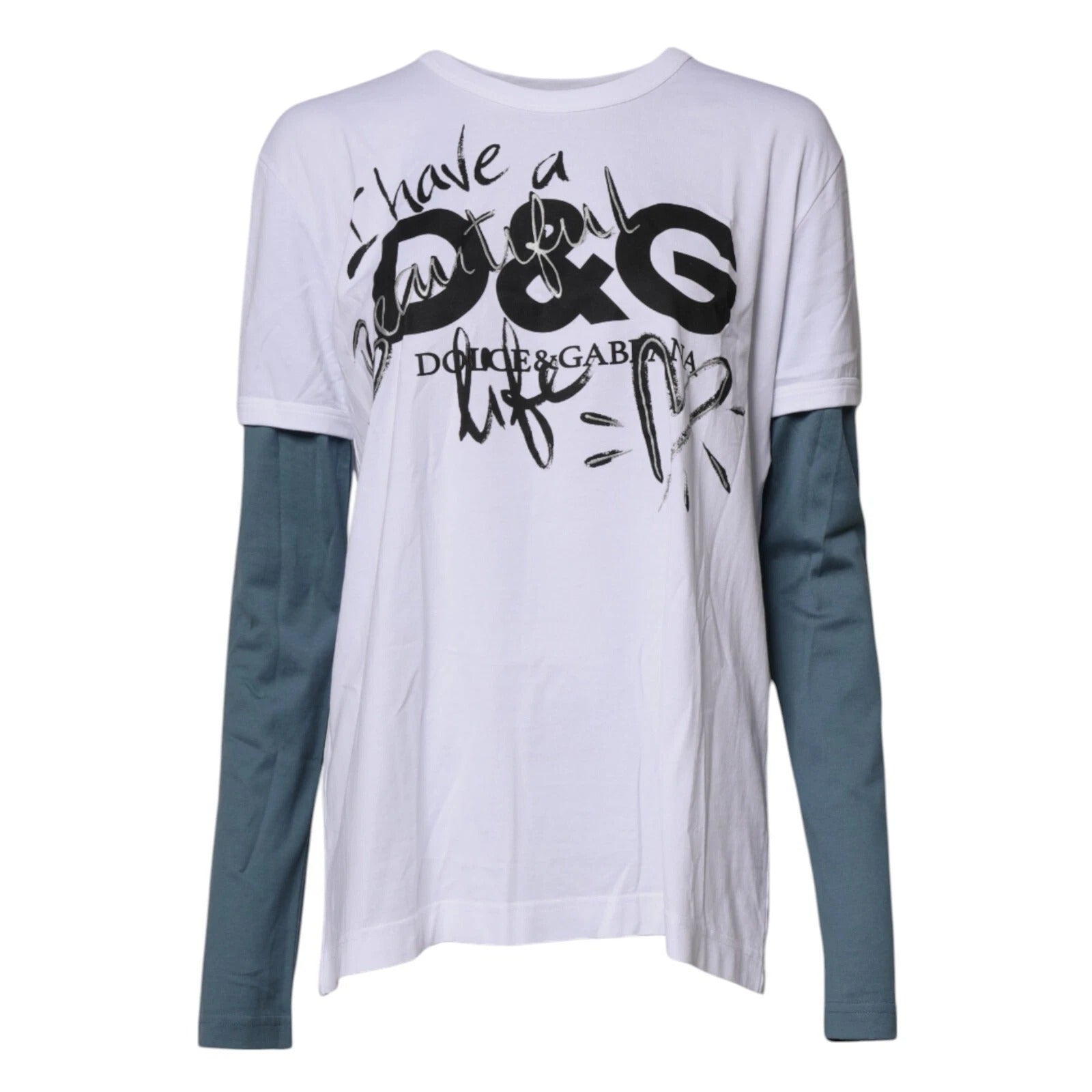 Dolce &amp; Gabbana hvid grafisk print bomuld T-shirt med rund hals