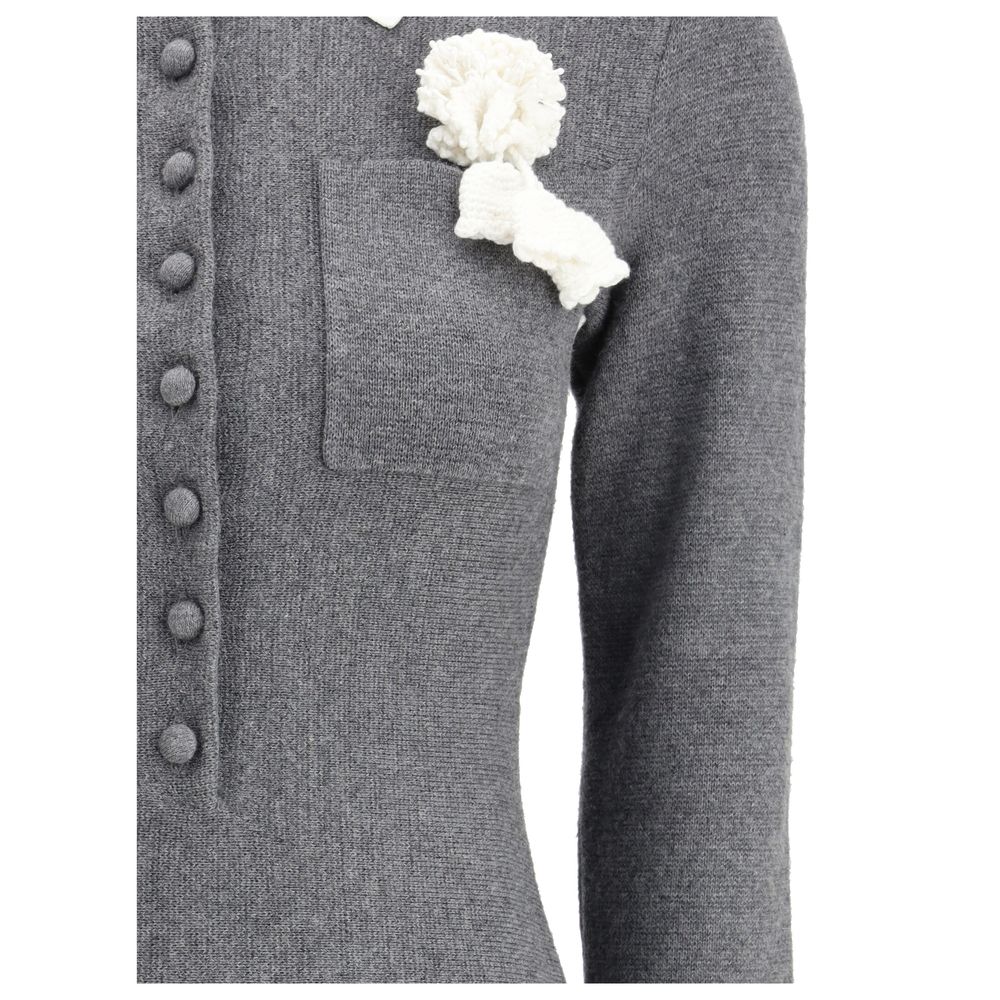 Self-Portrait Mini knit Dress with crochet floral collar