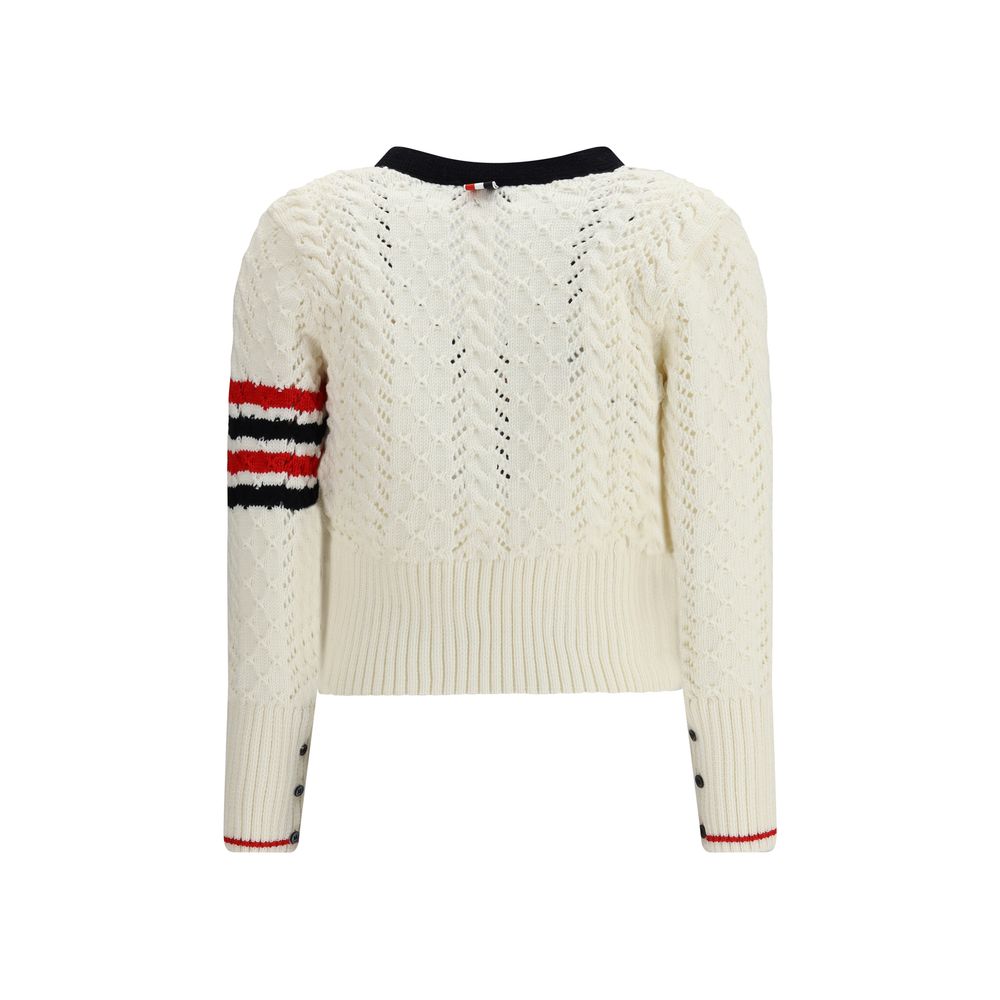Thom Browne Hvid Fleece Uldcardigan