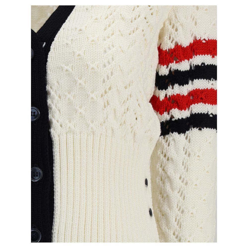 Thom Browne Hvid Fleece Uldcardigan