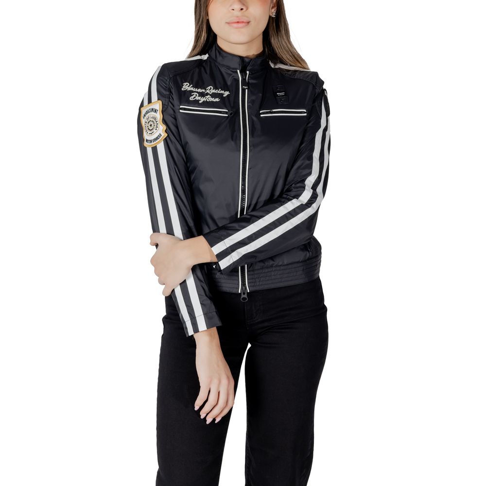 Blauer sorte polyamid jakker og frakke