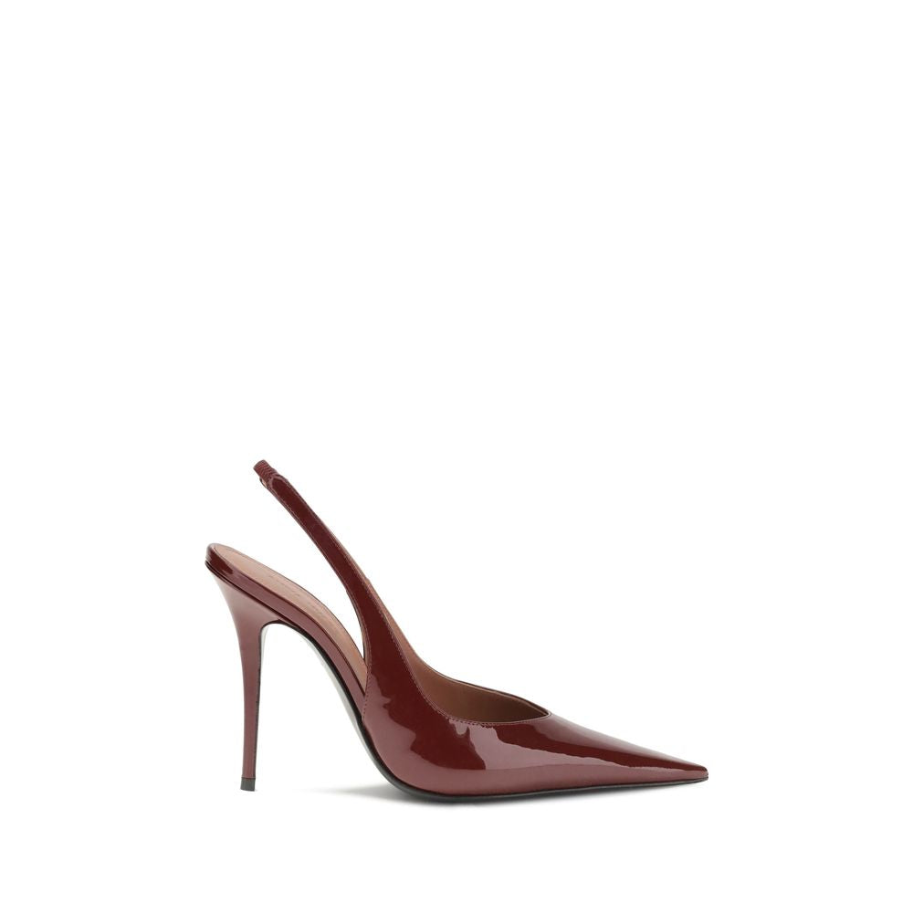 Amina Muaddi Bordeaux Læder Plateau Pumps