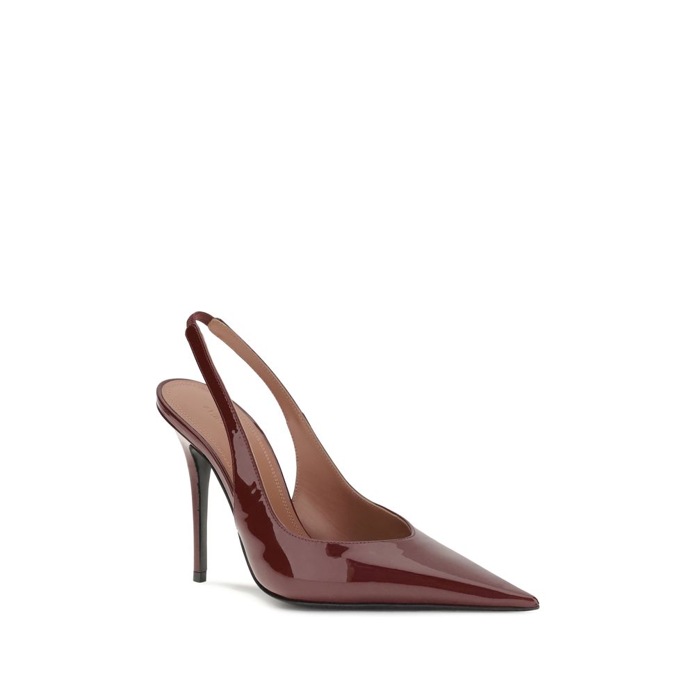 Amina Muaddi Bordeaux Læder Plateau Pumps