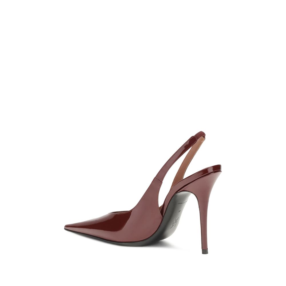 Amina Muaddi Bordeaux Læder Plateau Pumps