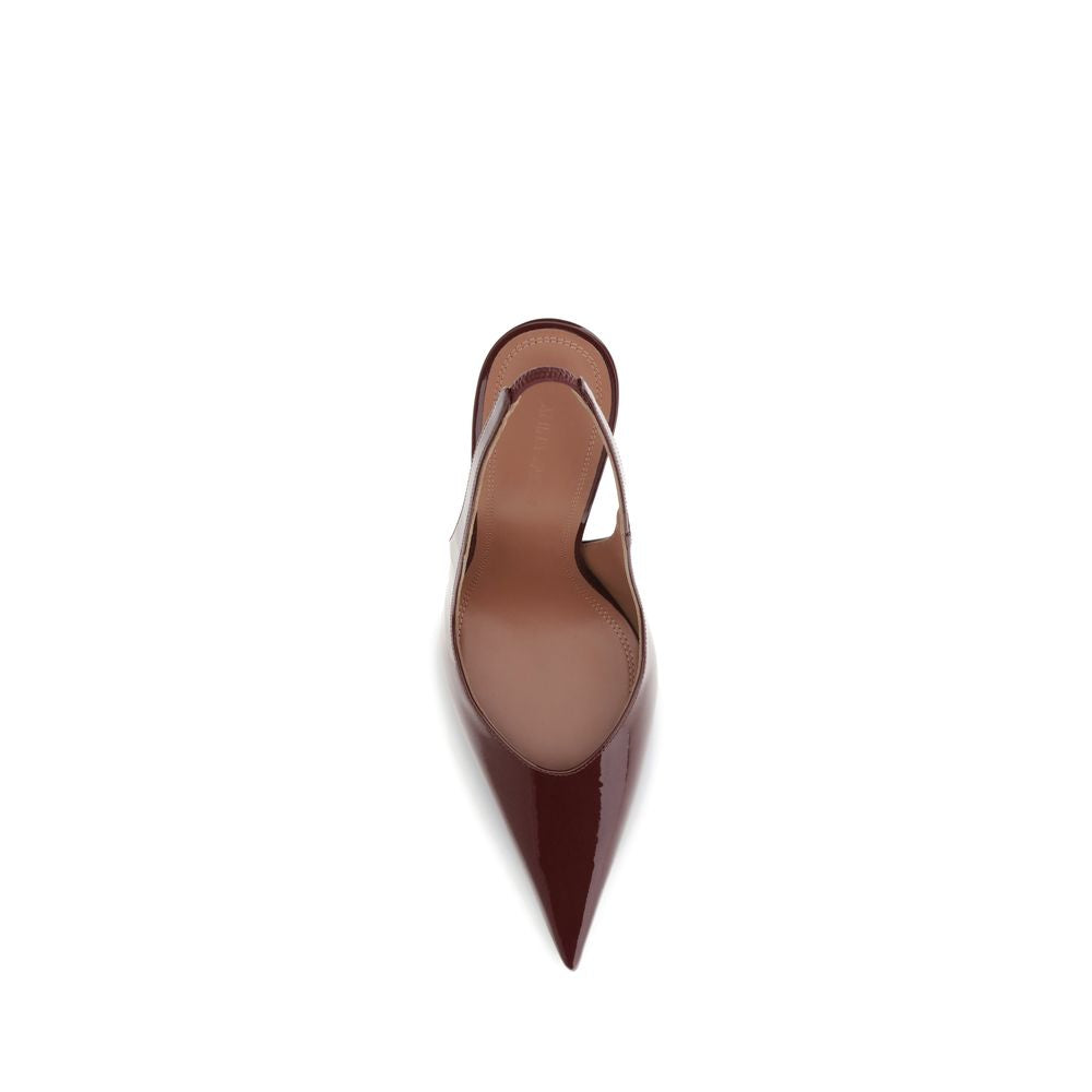Amina Muaddi Bordeaux Læder Plateau Pumps