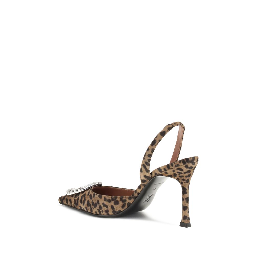 Amina Muaddi Flerfarvede Silke Højhælede Pumps