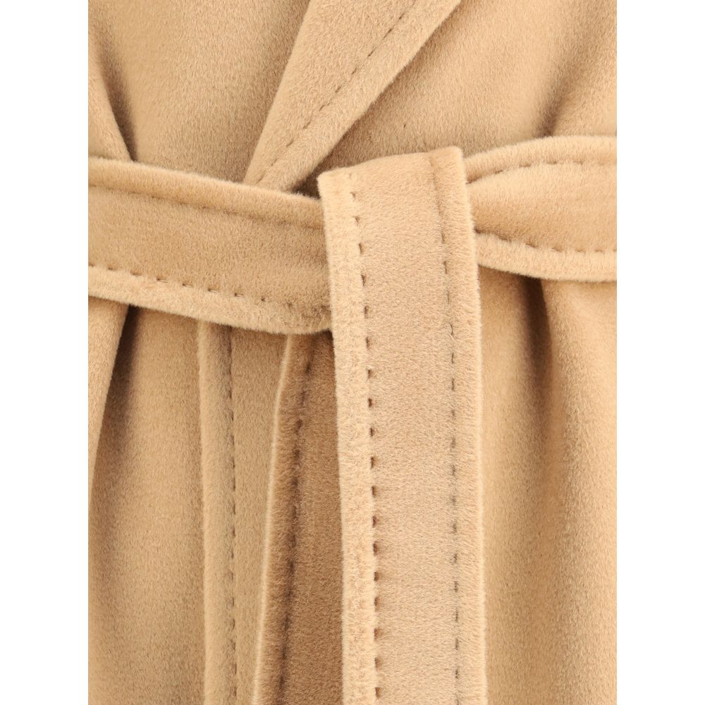 Max Mara Beige Fleece Uldfrakke