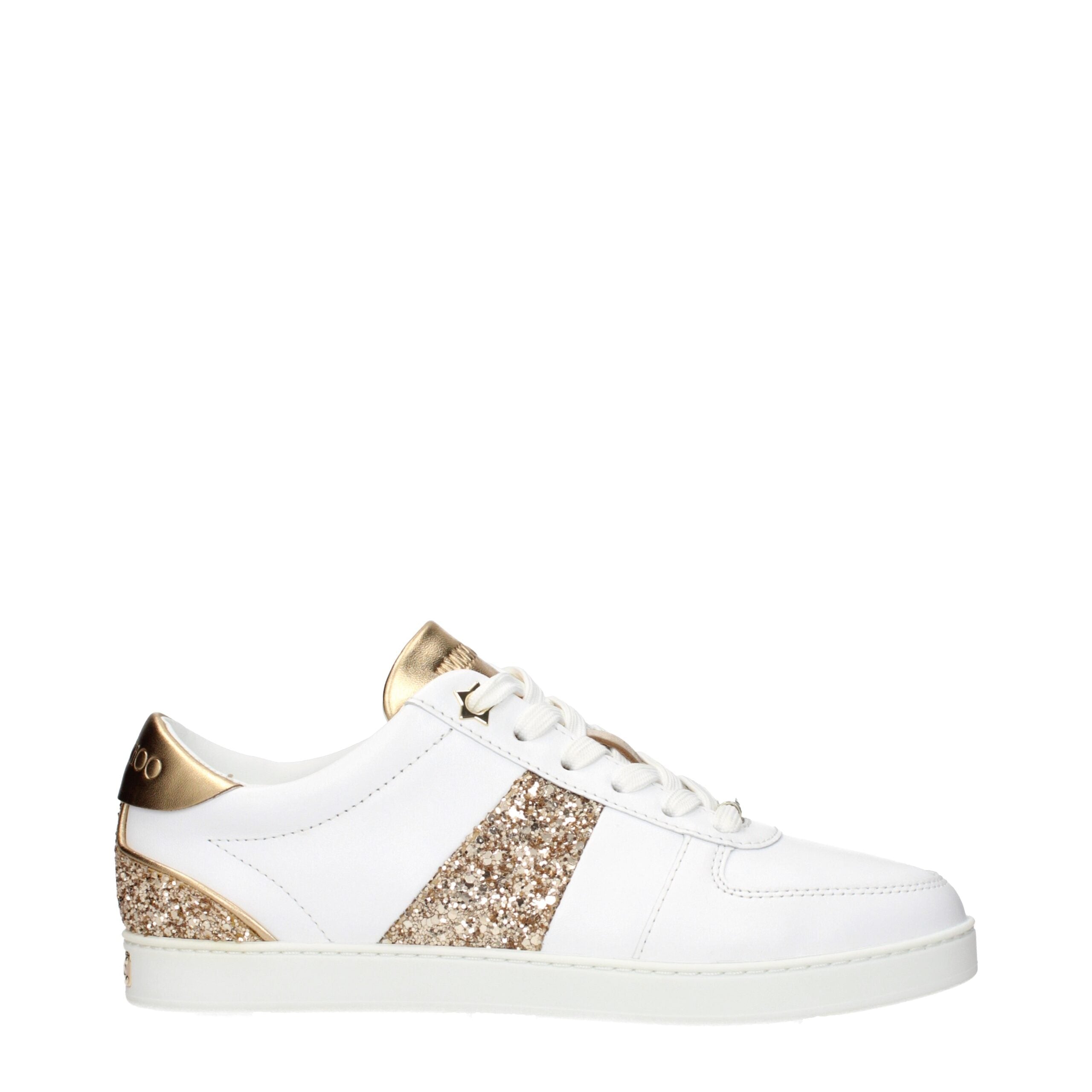 Jimmy Choo Hvide Læder Low Top Sneakers