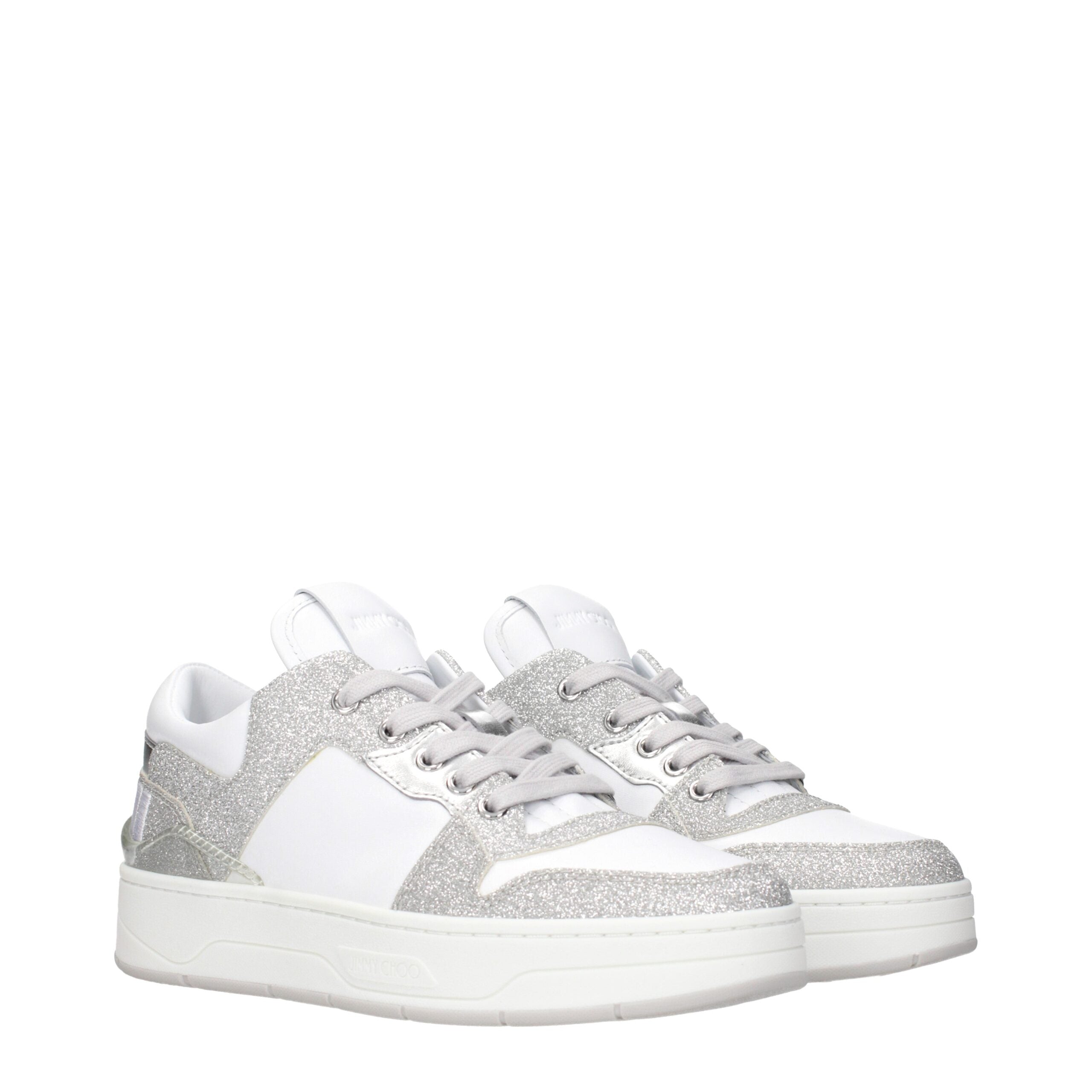 Jimmy Choo Hvide Læder Low Top Sneakers