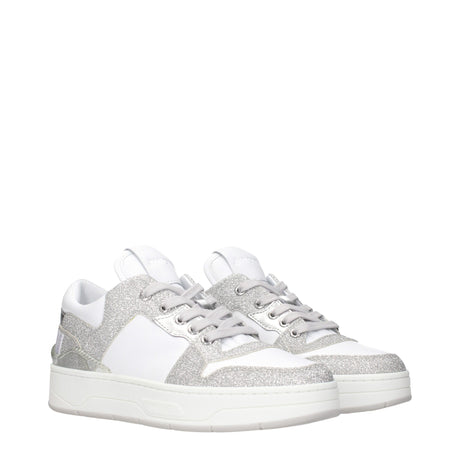 Jimmy Choo Hvide Læder Low Top Sneakers