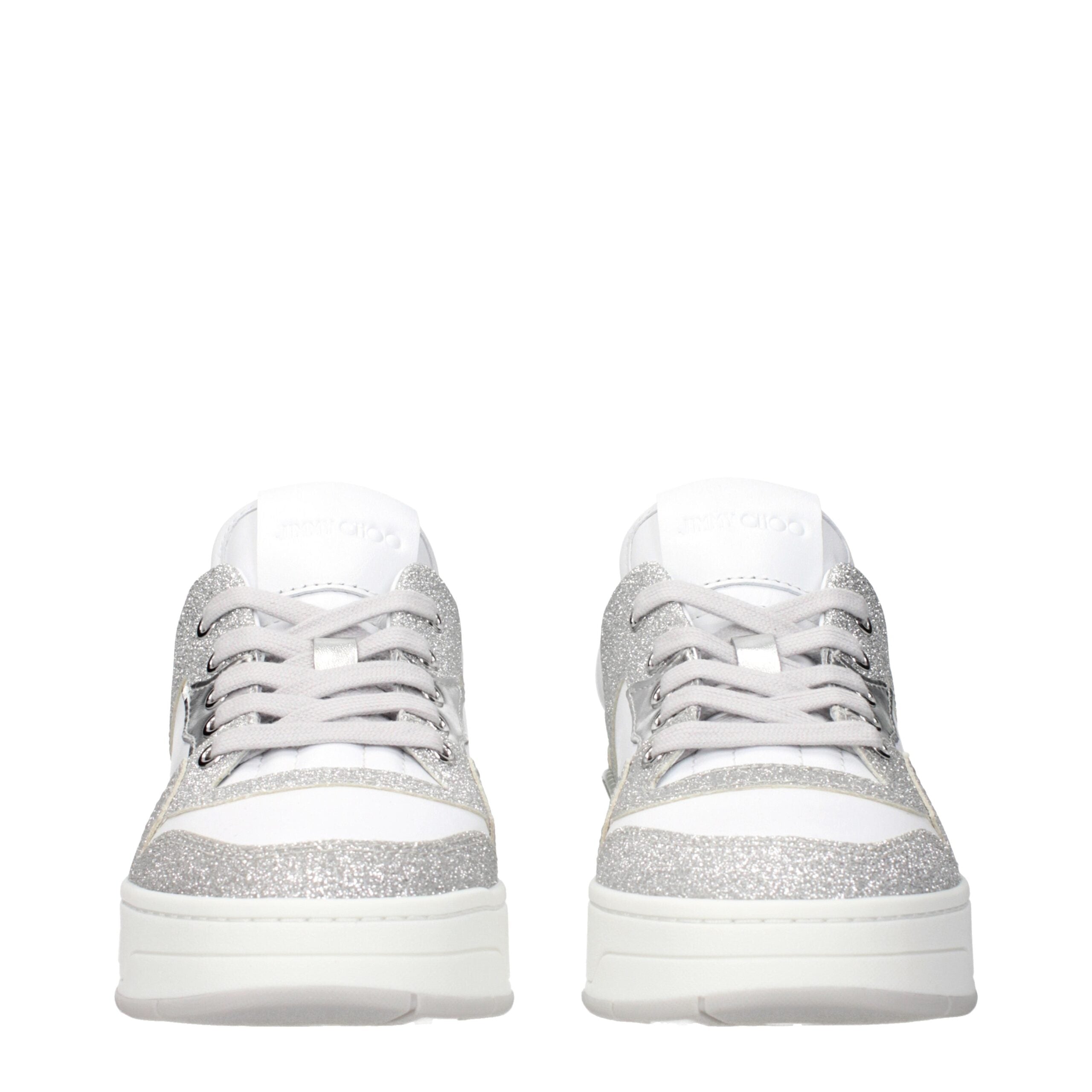 Jimmy Choo Hvide Læder Low Top Sneakers