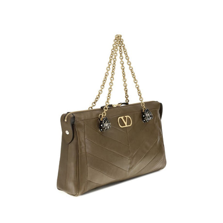 Valentino Garavani Brown Calf Leather Bos Taurus Shoulder Bag