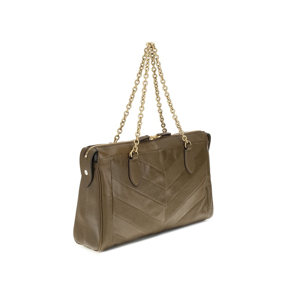 Valentino Garavani Brown Calf Leather Bos Taurus Shoulder Bag