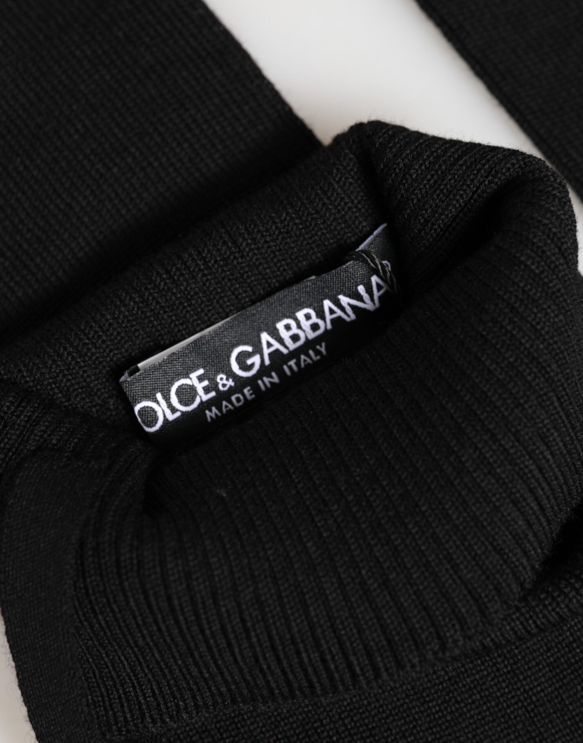 Dolce &amp; Gabbana Sorte Strikkede Fingerløse Herrehandsker i Jomfruuld