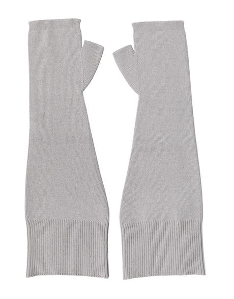 Dolce & Gabbana Gray Virgin Wool Knitted Fingerless Men Gloves