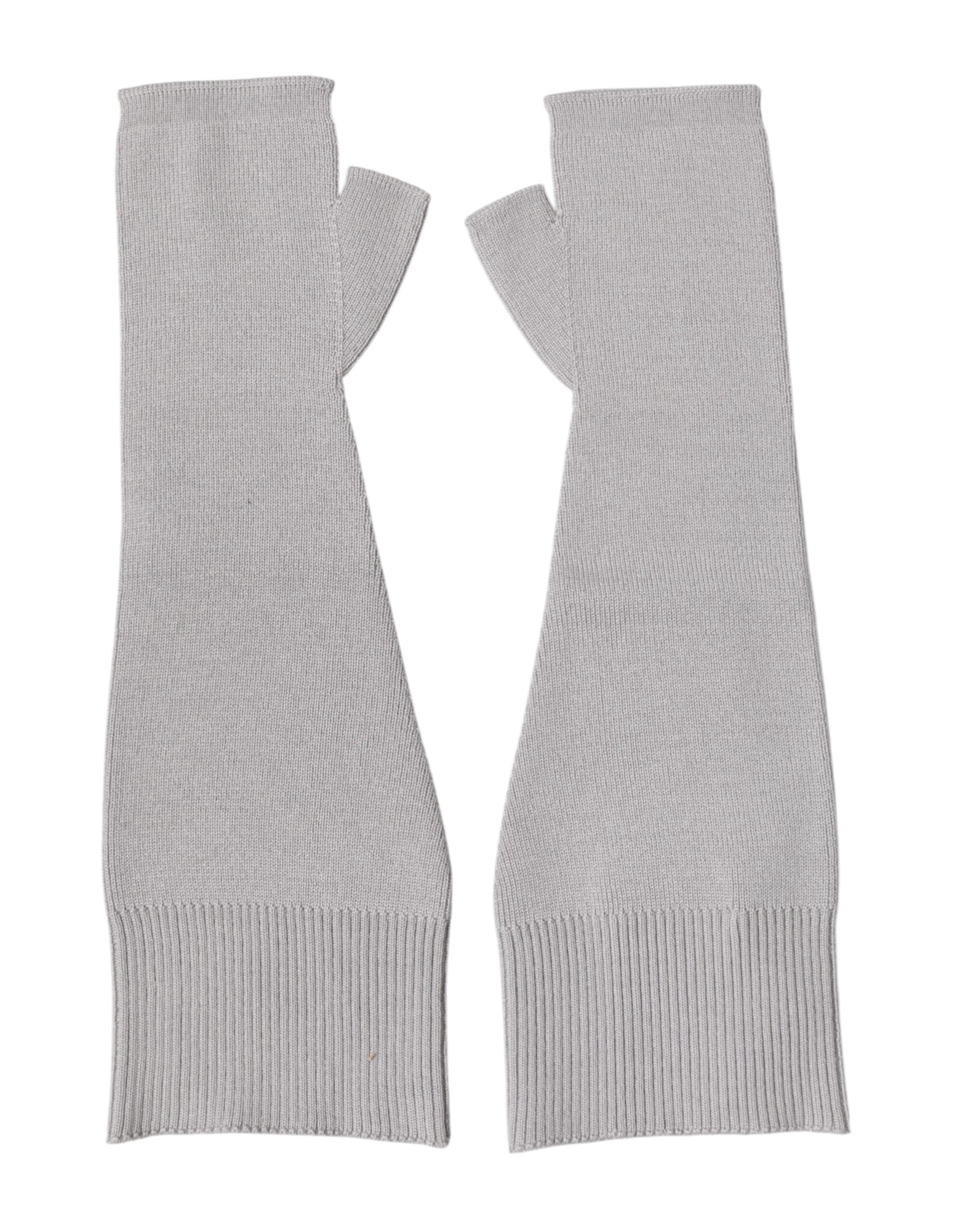 Dolce & Gabbana Gray Virgin Wool Knitted Fingerless Men Gloves