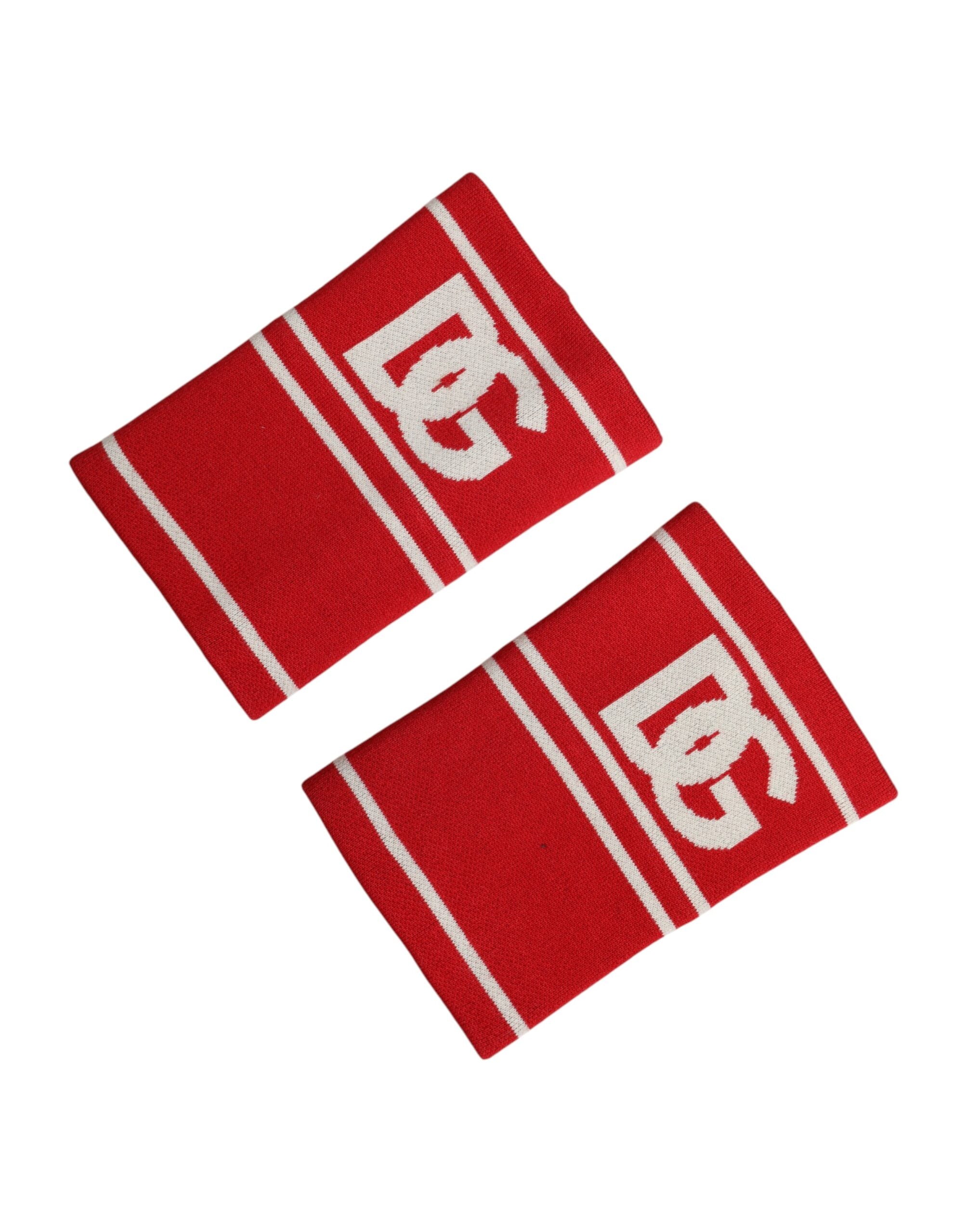 Dolce &amp; Gabbana Rød Hvid DG Logo Bomuld 1 Par One Size Armbånd