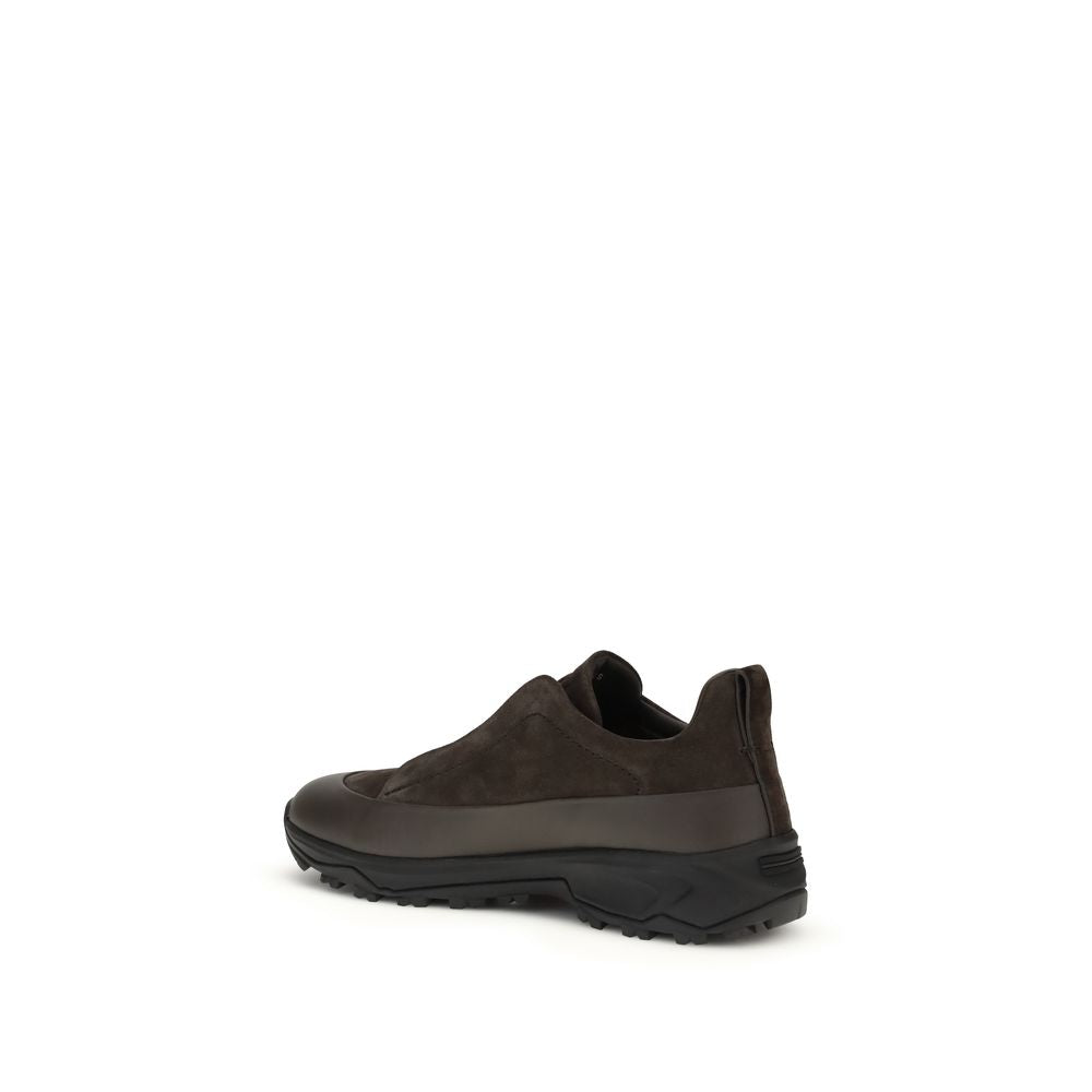 ZEGNA Sorte Bos Taurus Athletic Sneakers i Kalveskind