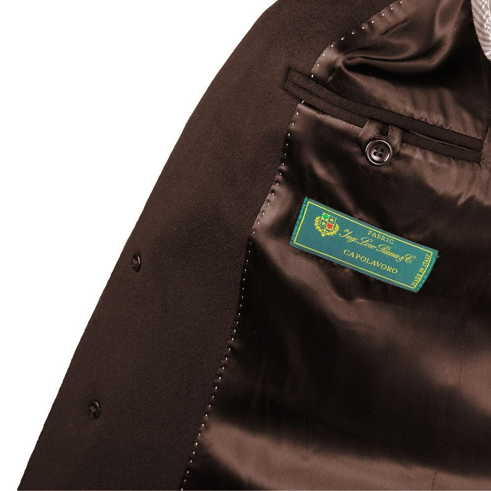 Brun uldjakke til mænd, fremstillet i Italien