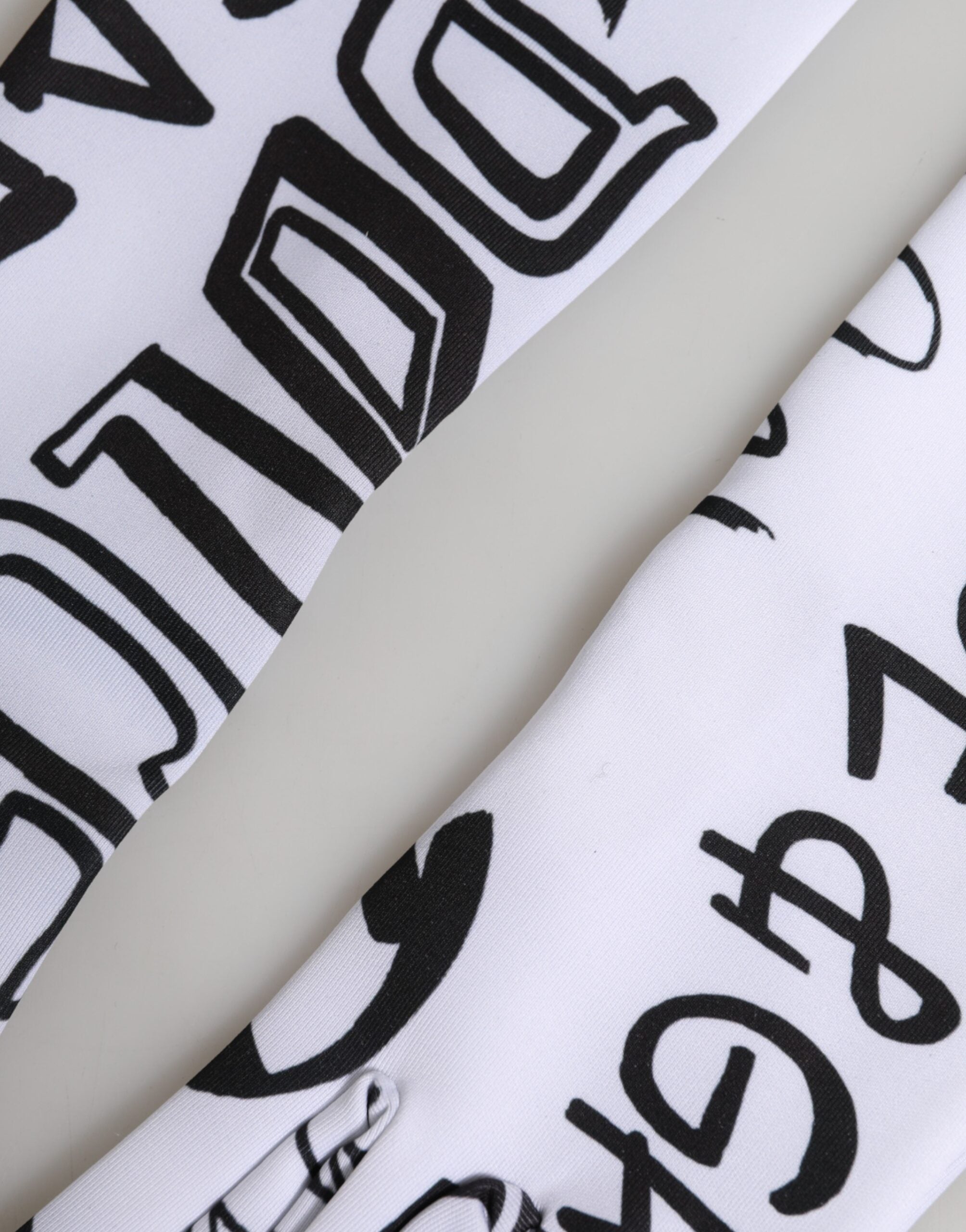 Dolce & Gabbana Black White DG Logo Elbow Length Mitten  Gloves