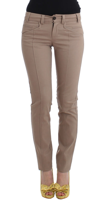 Cavalli Class Beige Klänning Skinny Slim Raka Chinosbyxor