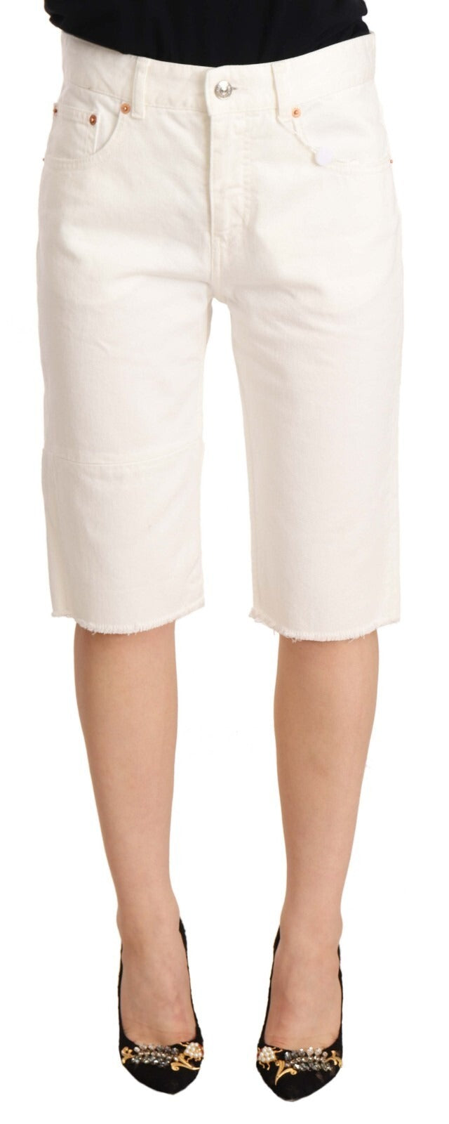 Maison Margiela Hvide Mellemhøj Talje Knælange Bermudashorts