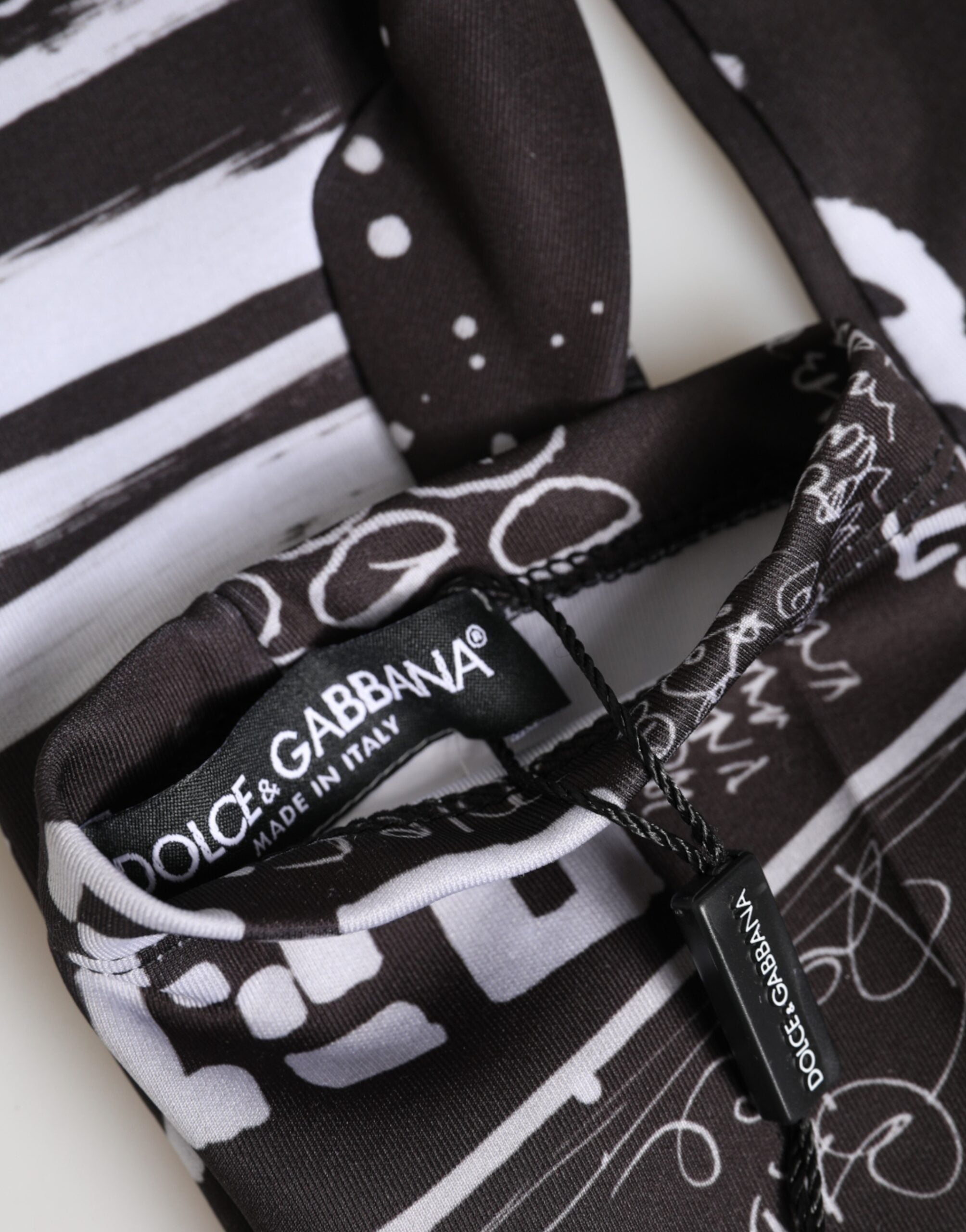Dolce & Gabbana Black White DG Logo Elbow Length Mitten Gloves