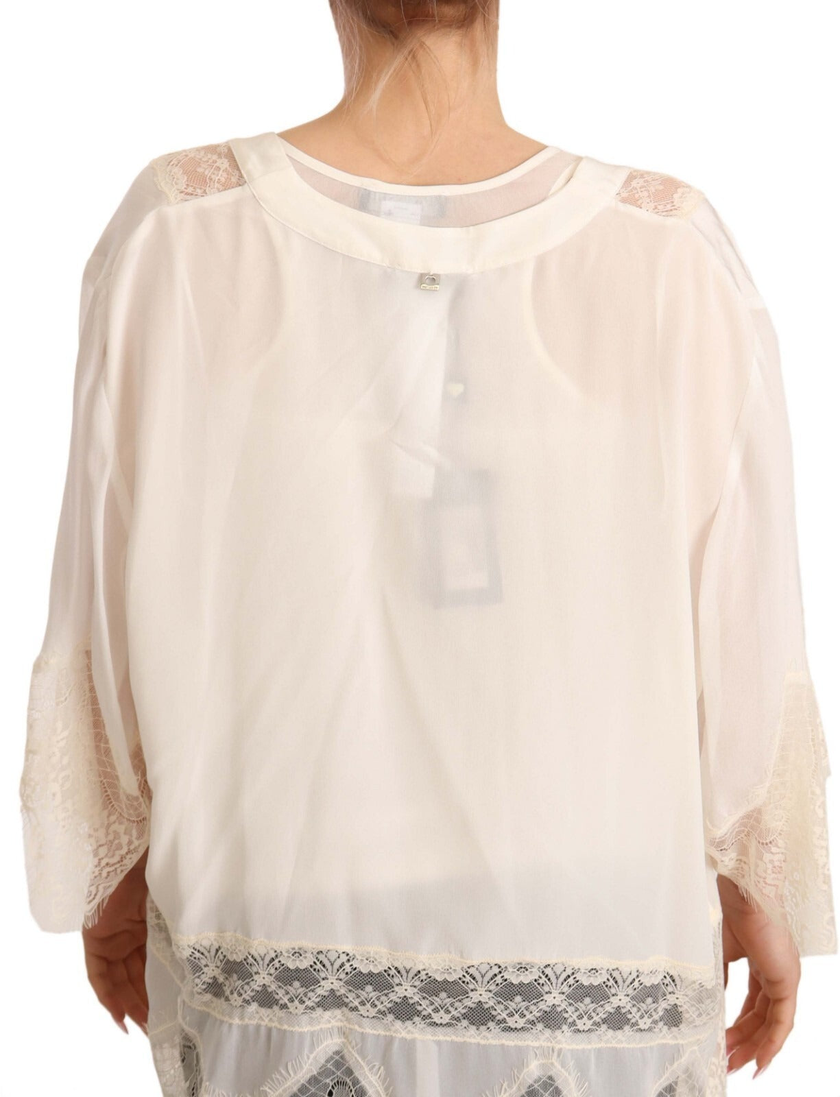 Twinset Off White Tank Lace Trim Cardigan Dame Bluse Toppe