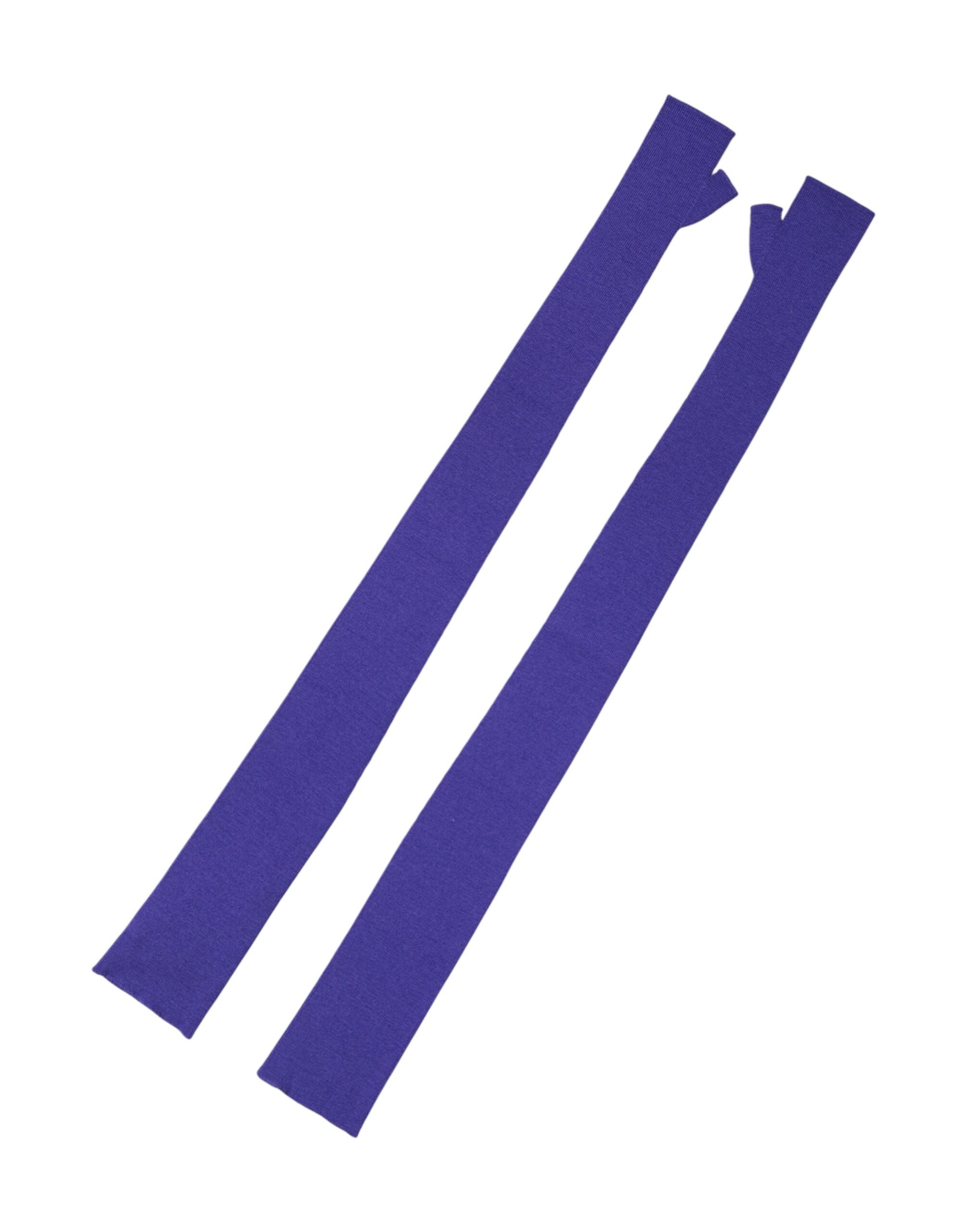 Dolce & Gabbana Violet Wool Fingerless Elbow Length Mitten Gloves