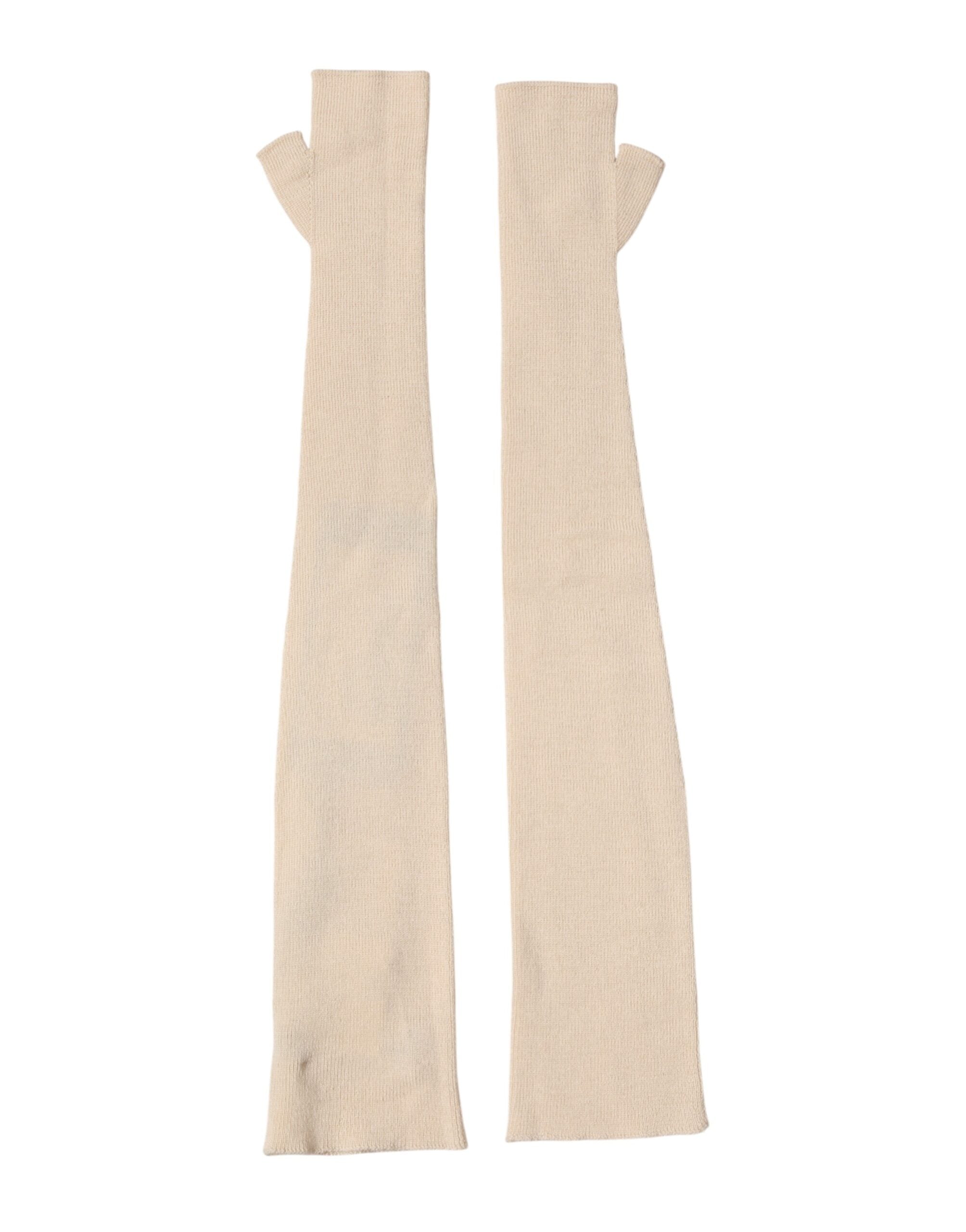 Dolce &amp; Gabbana Beige Ull Fingerlösa Armbågslånga Damhandskar