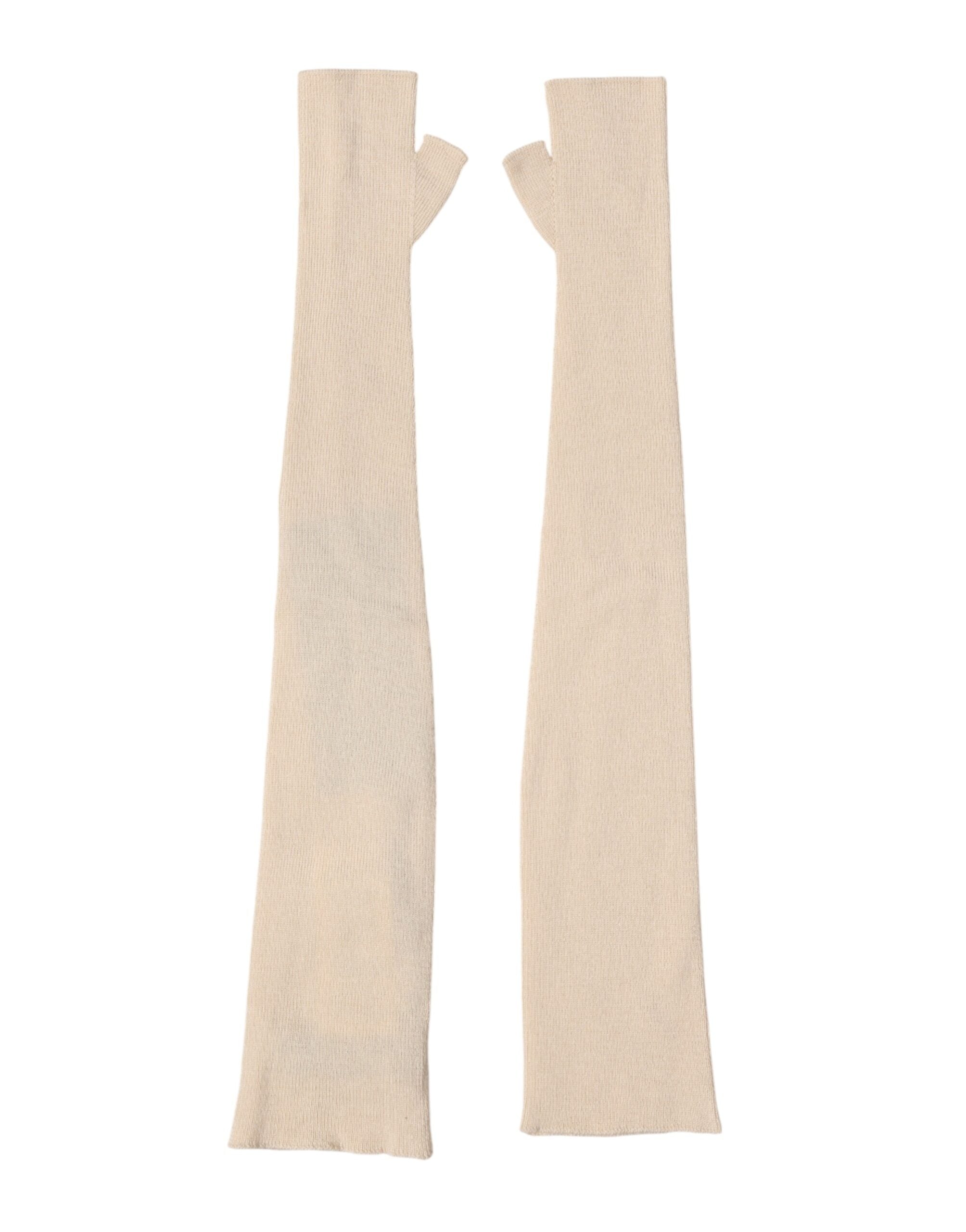 Dolce &amp; Gabbana Beige Ull Fingerlösa Armbågslånga Damhandskar