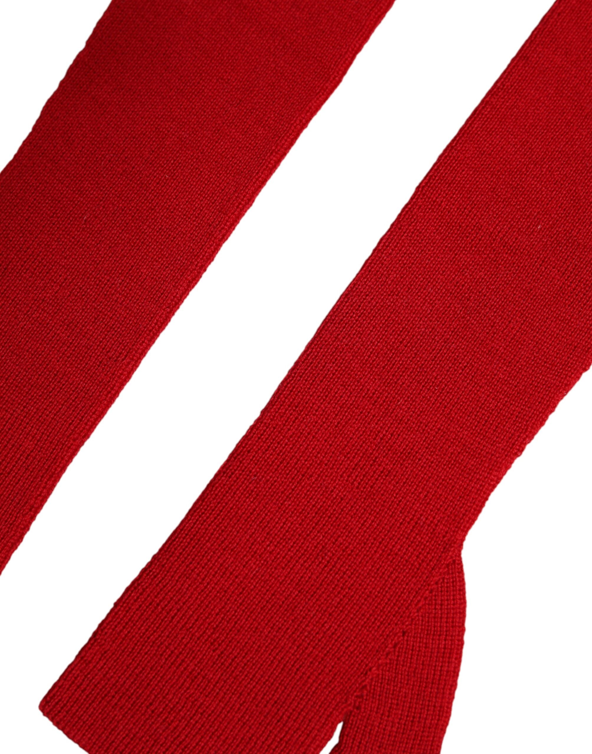 Dolce & Gabbana Red Wool Knitted Fingerless Elbow One Length Gloves