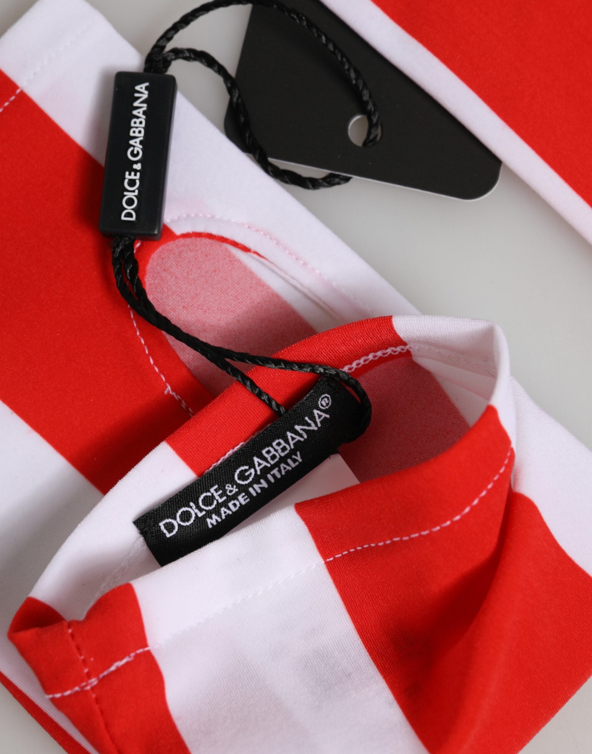 Dolce &amp; Gabbana Røde Hvide Nylon Fingerløse Håndledshandsker