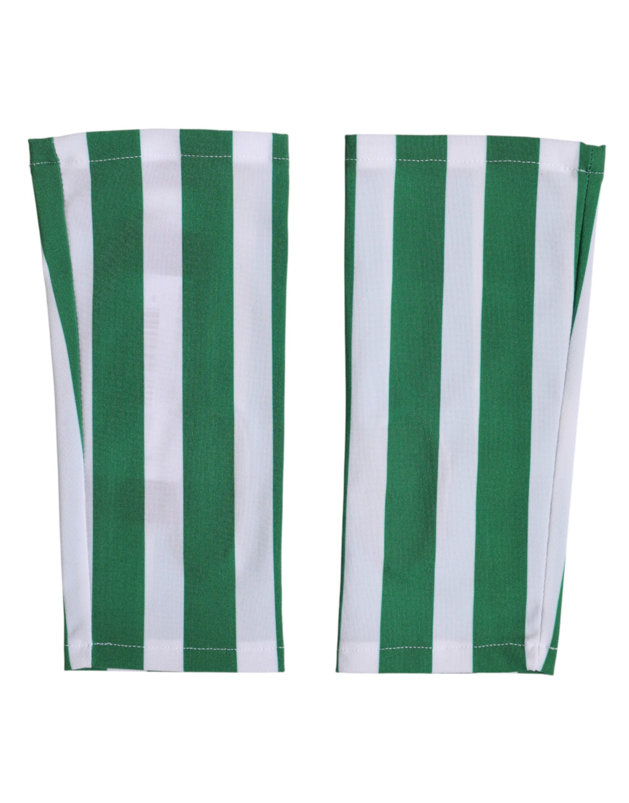 Dolce &amp; Gabbana Grønne Hvide Nylon Fingerløse Håndledshandsker